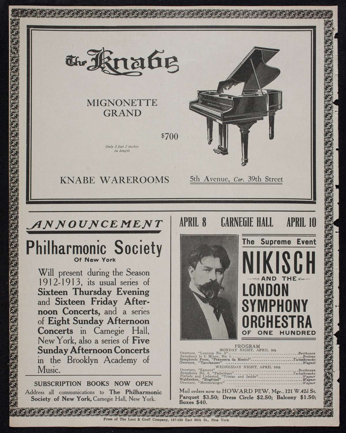 Jeanne Jomelli, Soprano, and Paolo Gruppe, Cello, April 4, 1912, program page 12