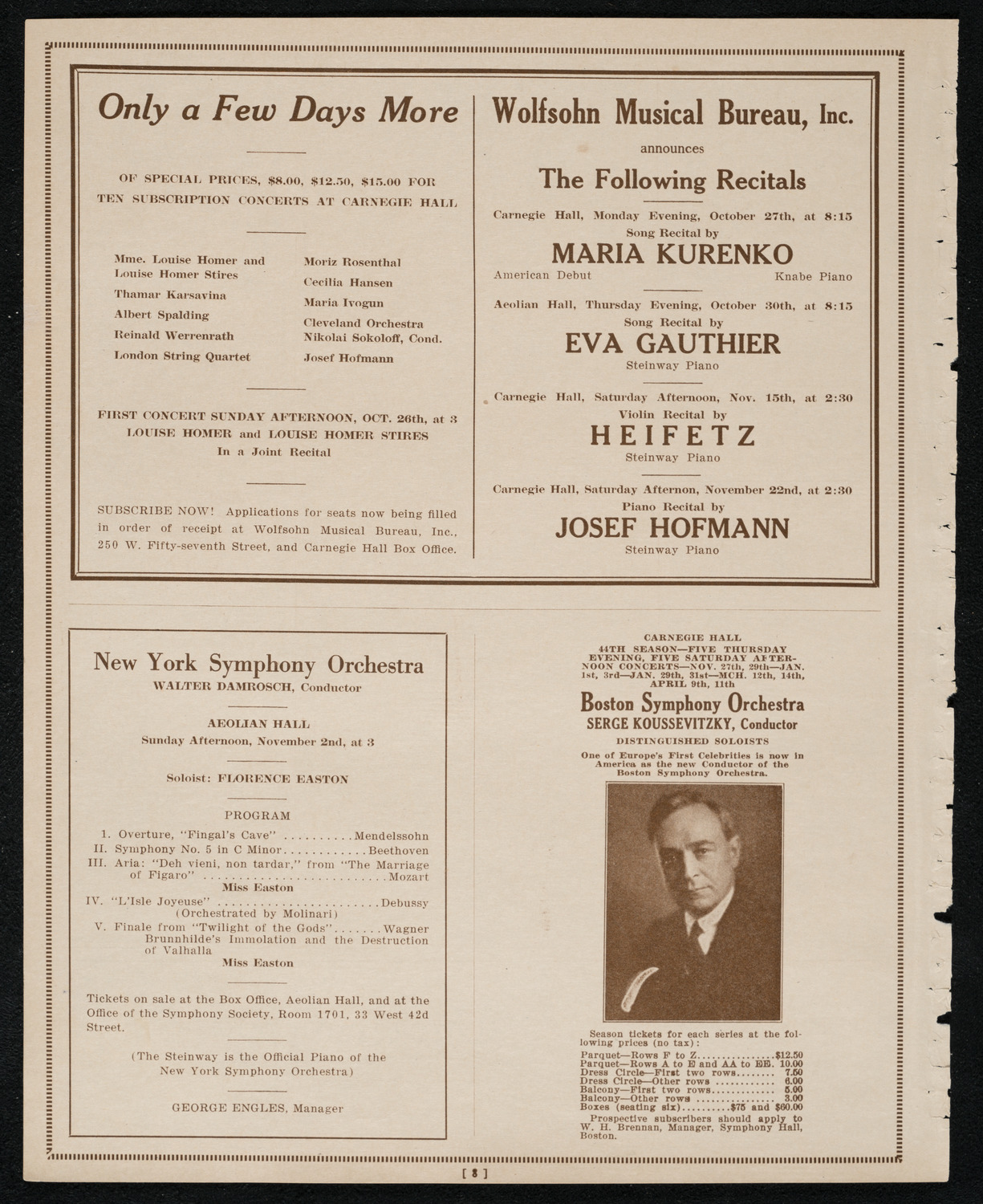 Philadelphia Orchestra, October 21, 1924, program page 8