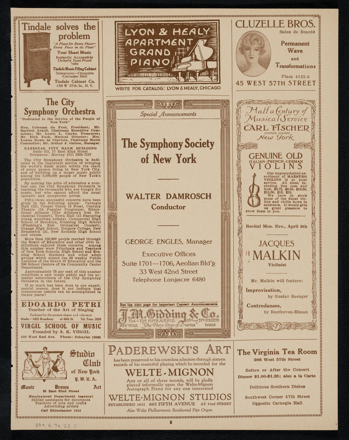 New York Philharmonic, April 7, 1923, program page 9