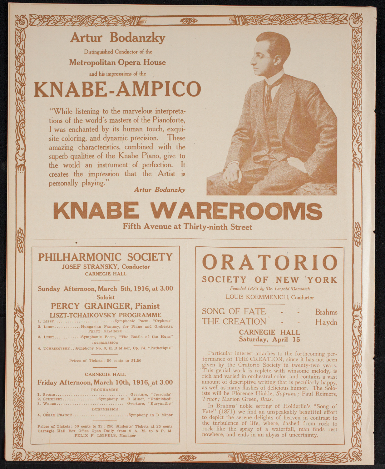 New York Symphony Orchestra, March 4, 1916, program page 12