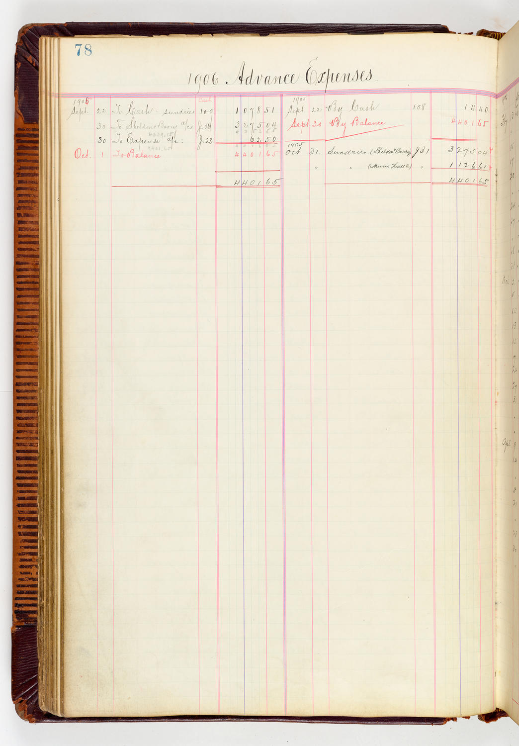 Music Hall Accounting Ledger, volume 3, page 78