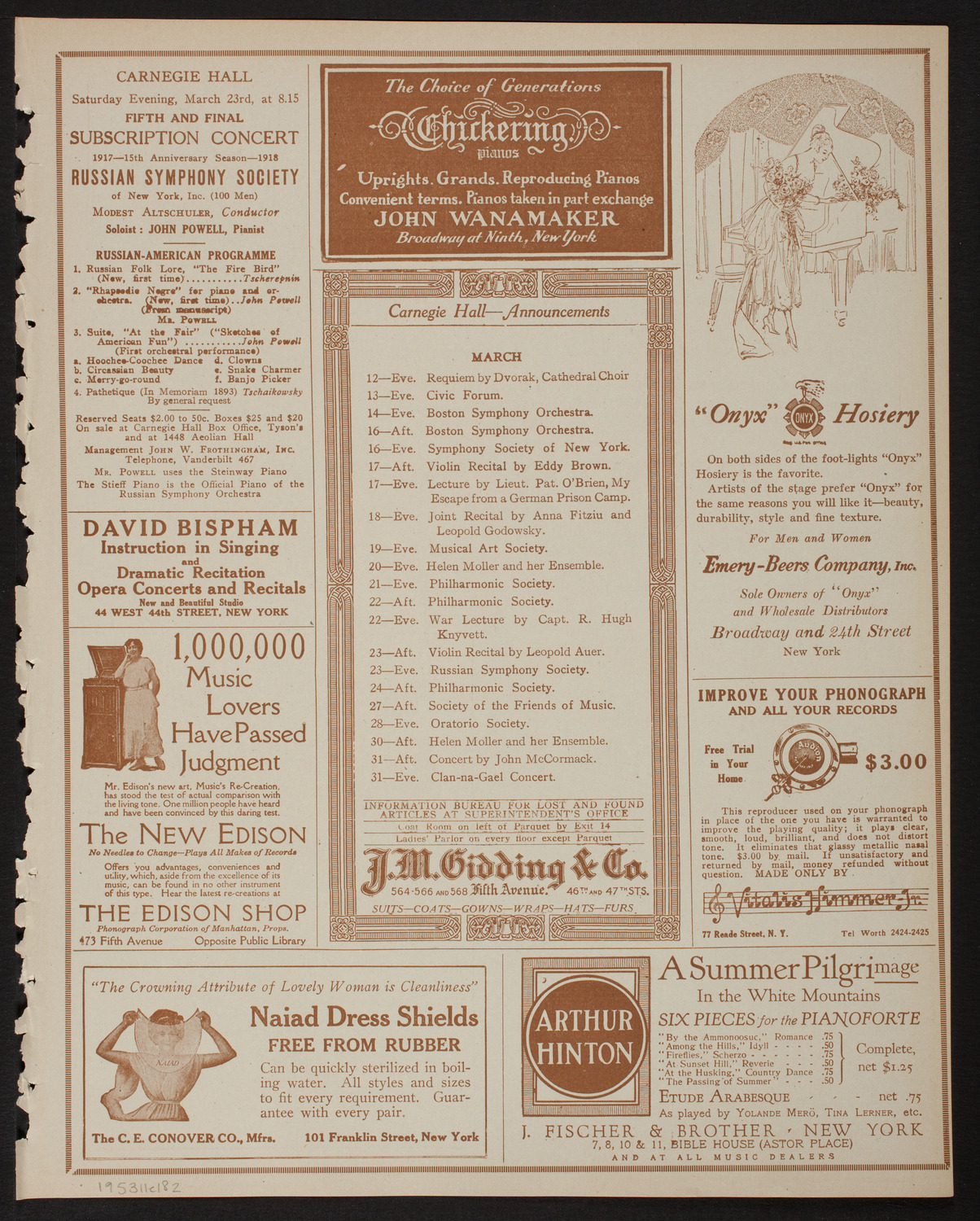 Ethel Leginska, Piano, March 11, 1918, program page 3