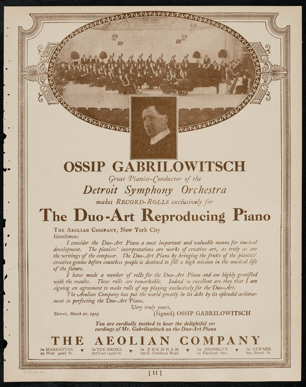 Miron Poliakin, Violin, March 19, 1922, program page 11
