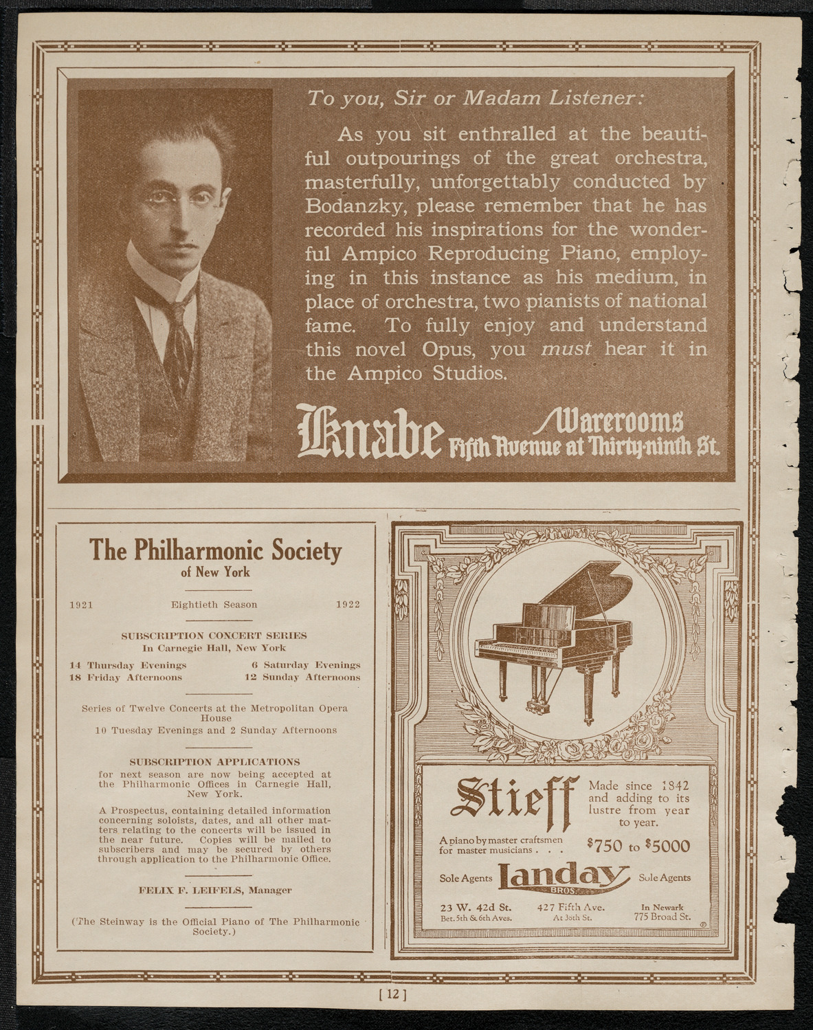 National Symphony Orchestra, March 29, 1921, program page 12