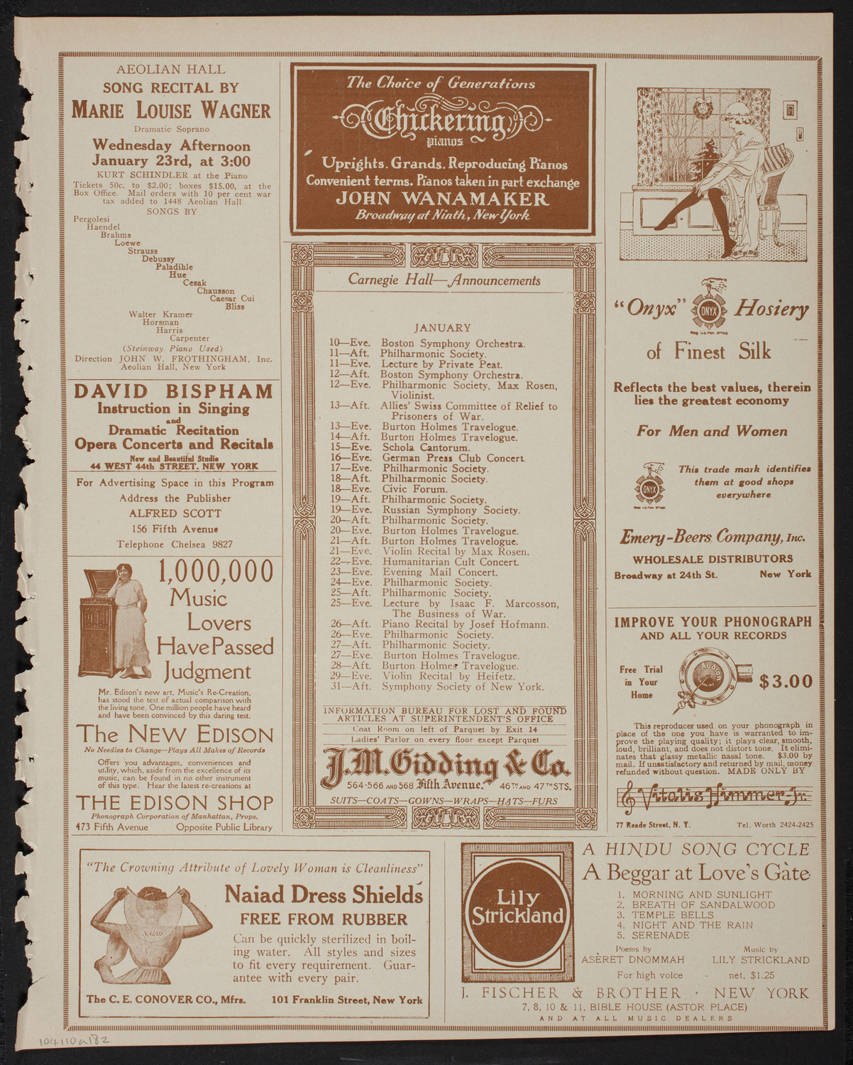 New York Symphony Orchestra, January 10, 1918, program page 3