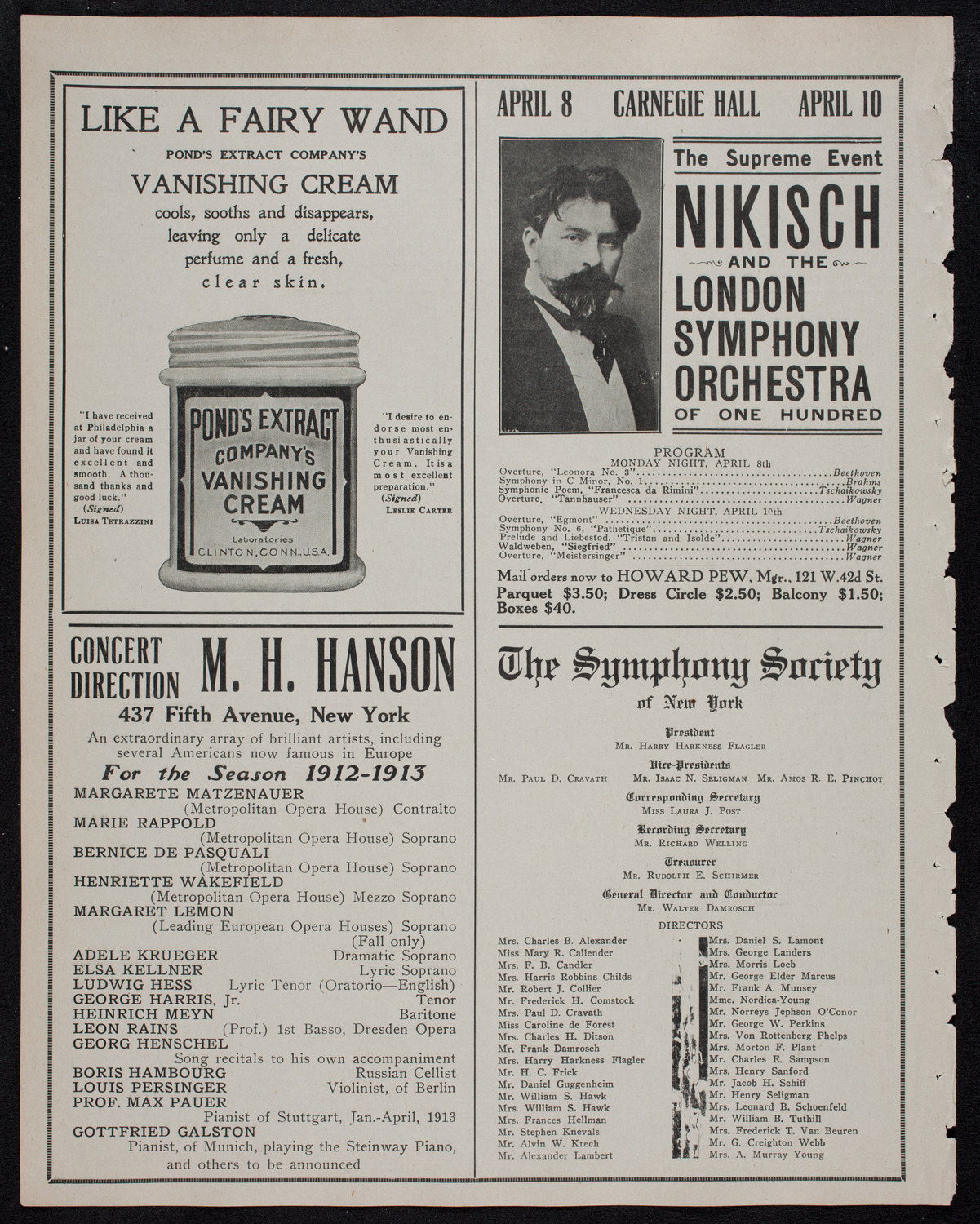 Brahms Festival: New York Symphony Orchestra, March 27, 1912, program page 8