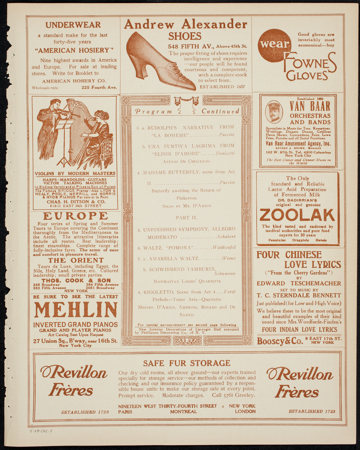 The Ellery Band, April 29, 1914, program page 7