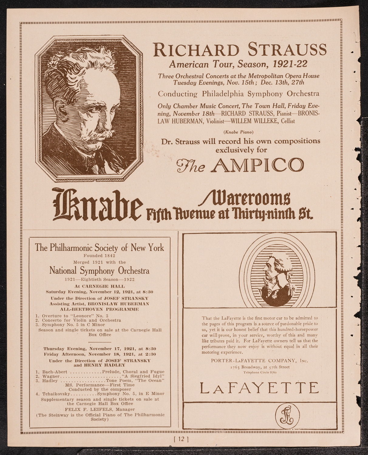 Paul Kochanski, Violin, November 12, 1921, program page 12