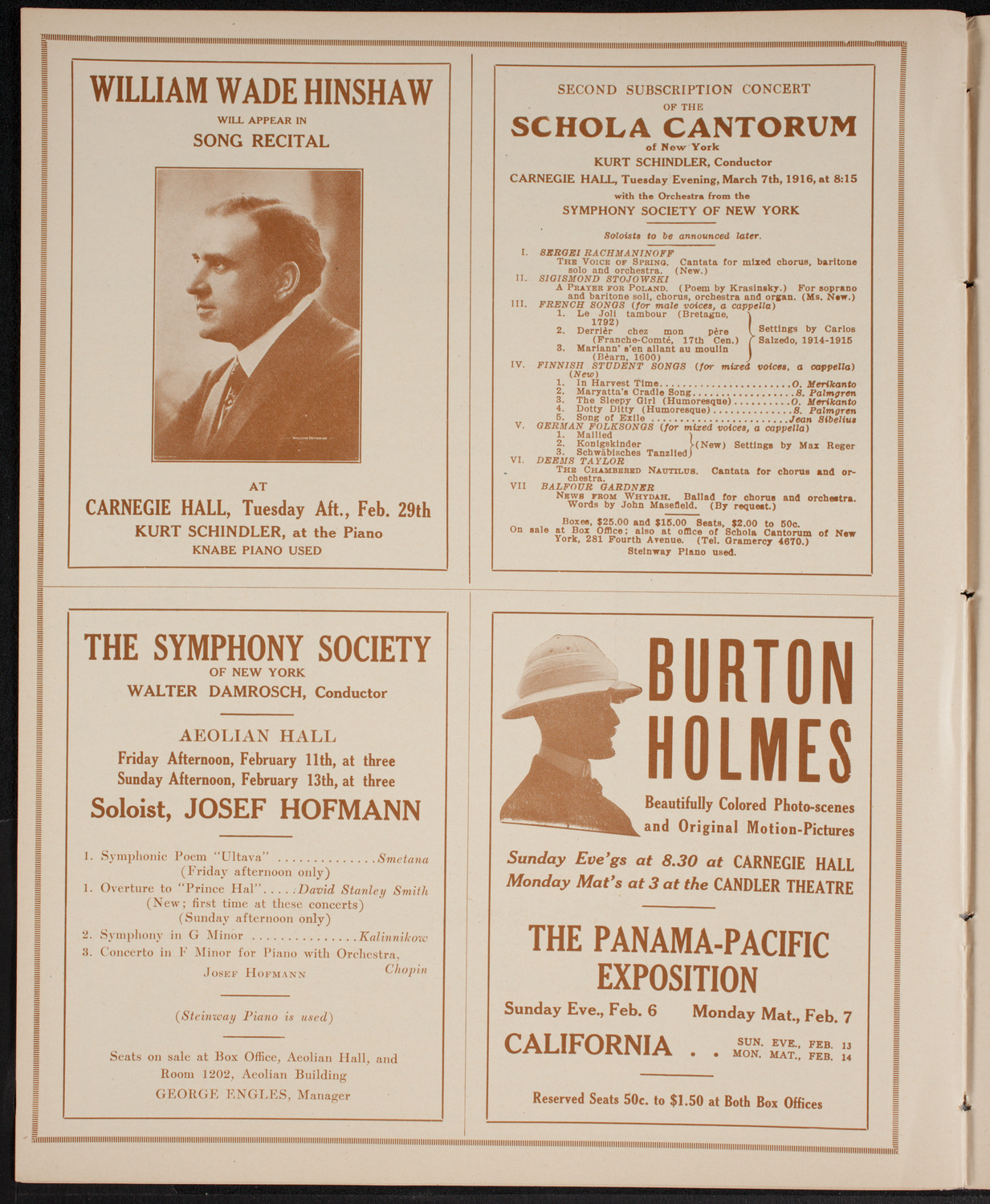 New York Philharmonic, February 6, 1916, program page 8