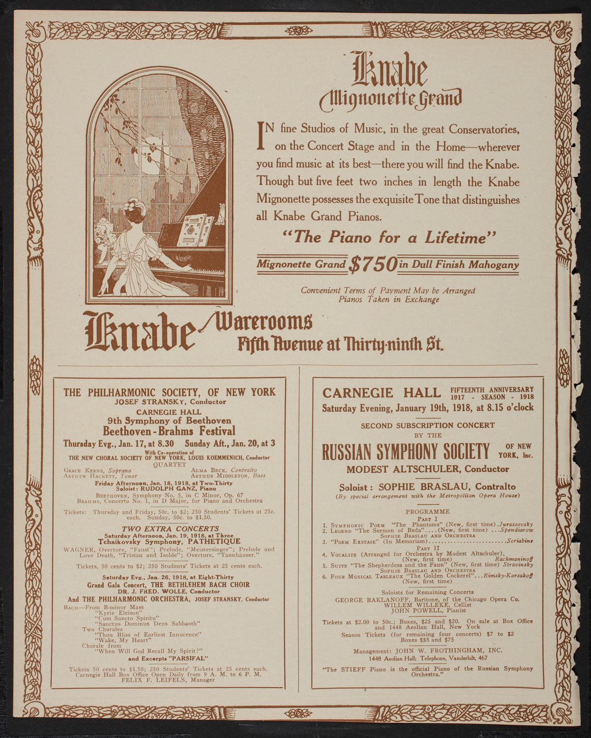 New York Philharmonic, January 12, 1918, program page 12