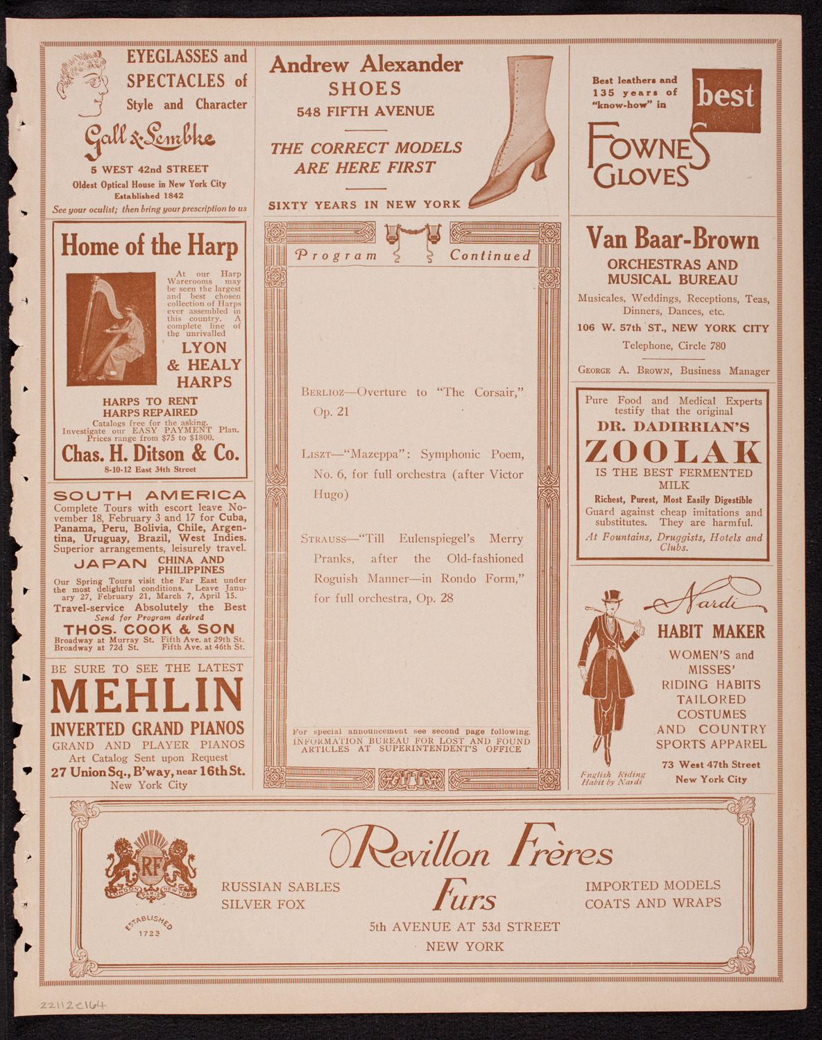 Boston Symphony Orchestra, November 2, 1916, program page 7