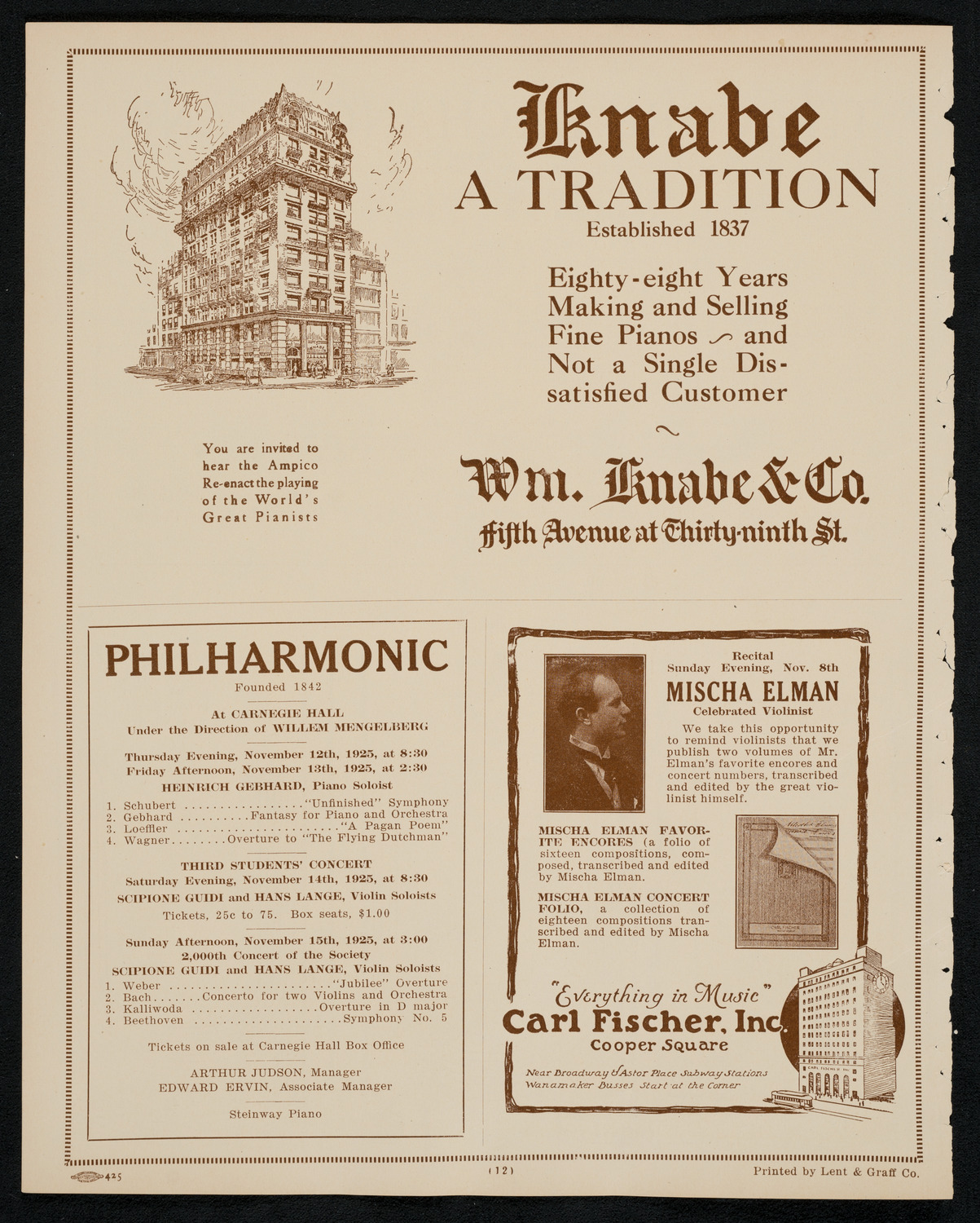 Reinald Werrenrath, Baritone, November 8, 1925, program page 12