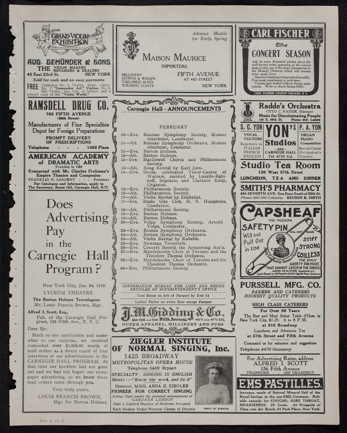 Symphony Concert for Young People, February 10, 1912, program page 3