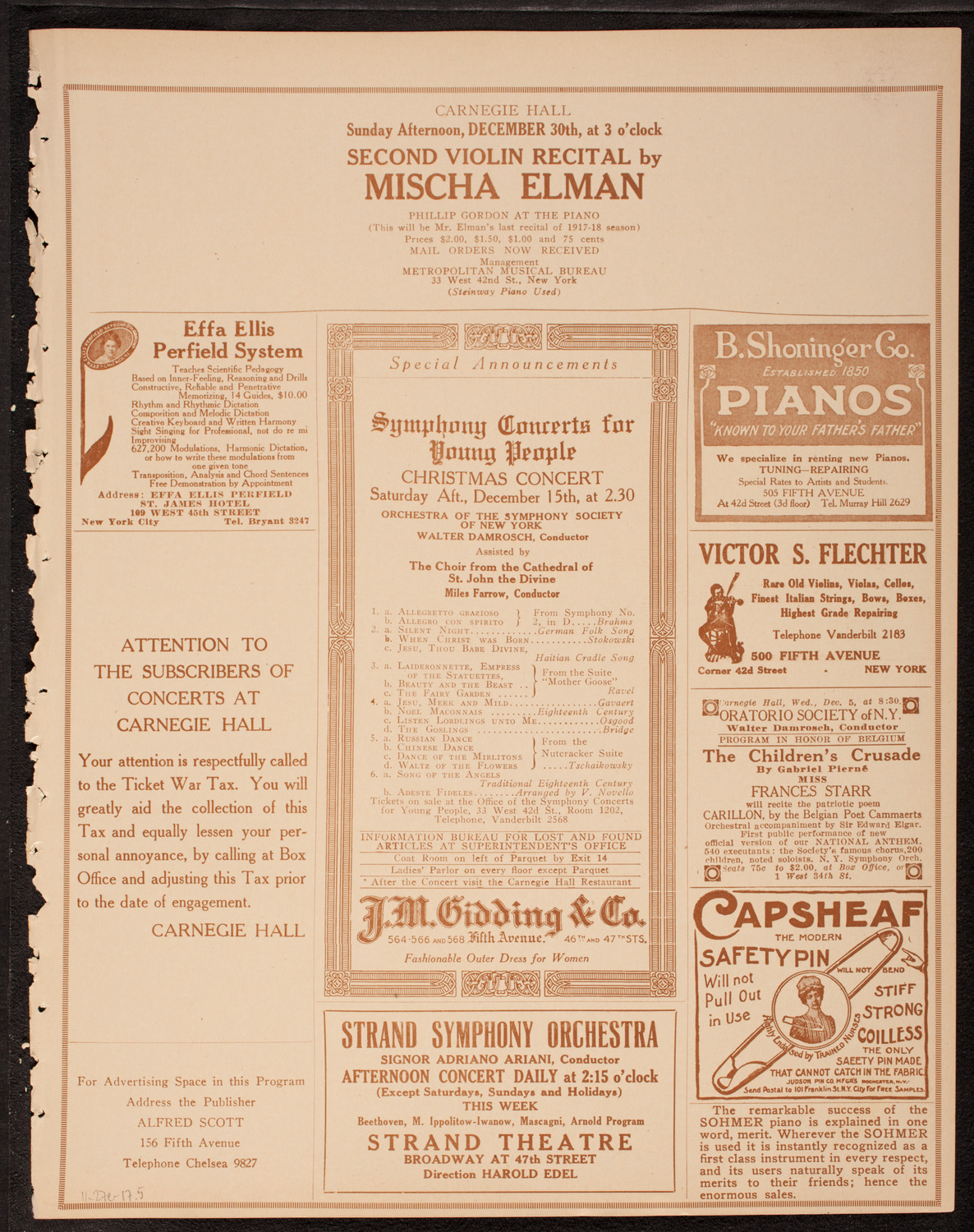 Kitty Cheatham with Orchestra, November 27, 1917, program page 9