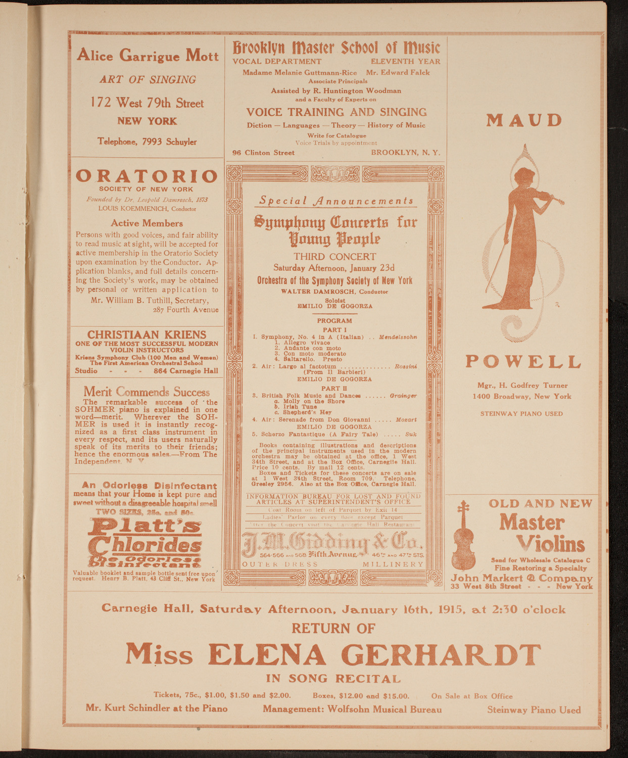 Boston Symphony Orchestra, January 7, 1915, program page 9