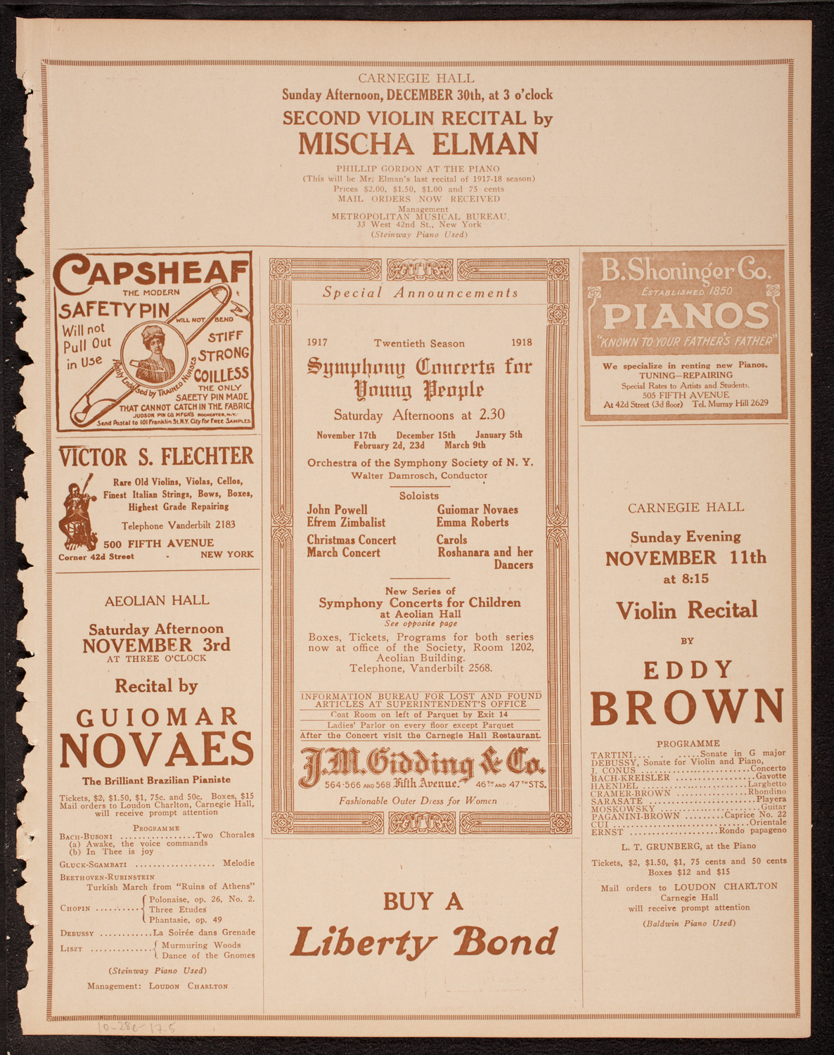 George Dostal, Tenor, October 28, 1917, program page 9