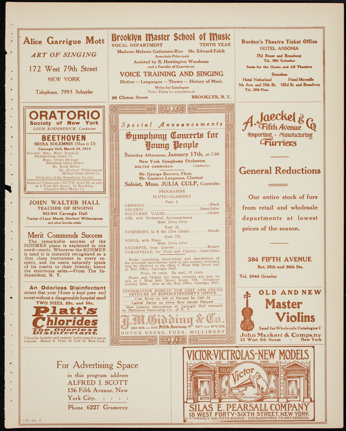 Fritz Kreisler, Violin, January 3, 1914, program page 9