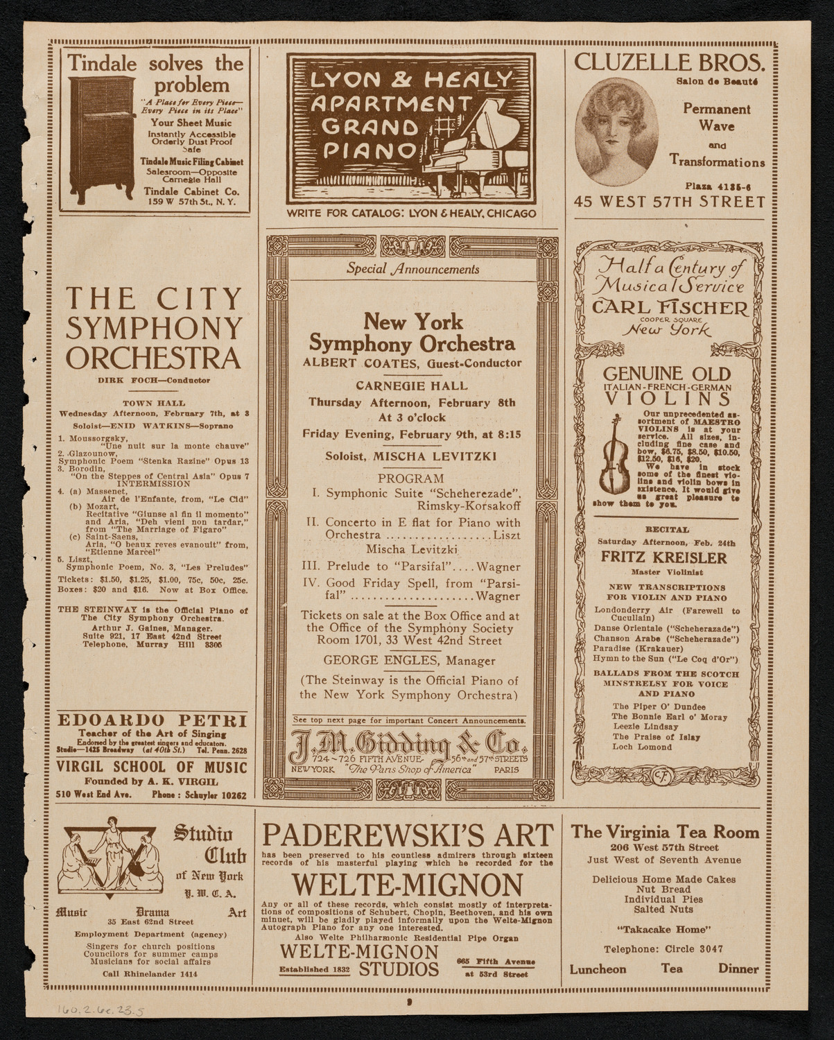 Philadelphia Orchestra, February 6, 1923, program page 9