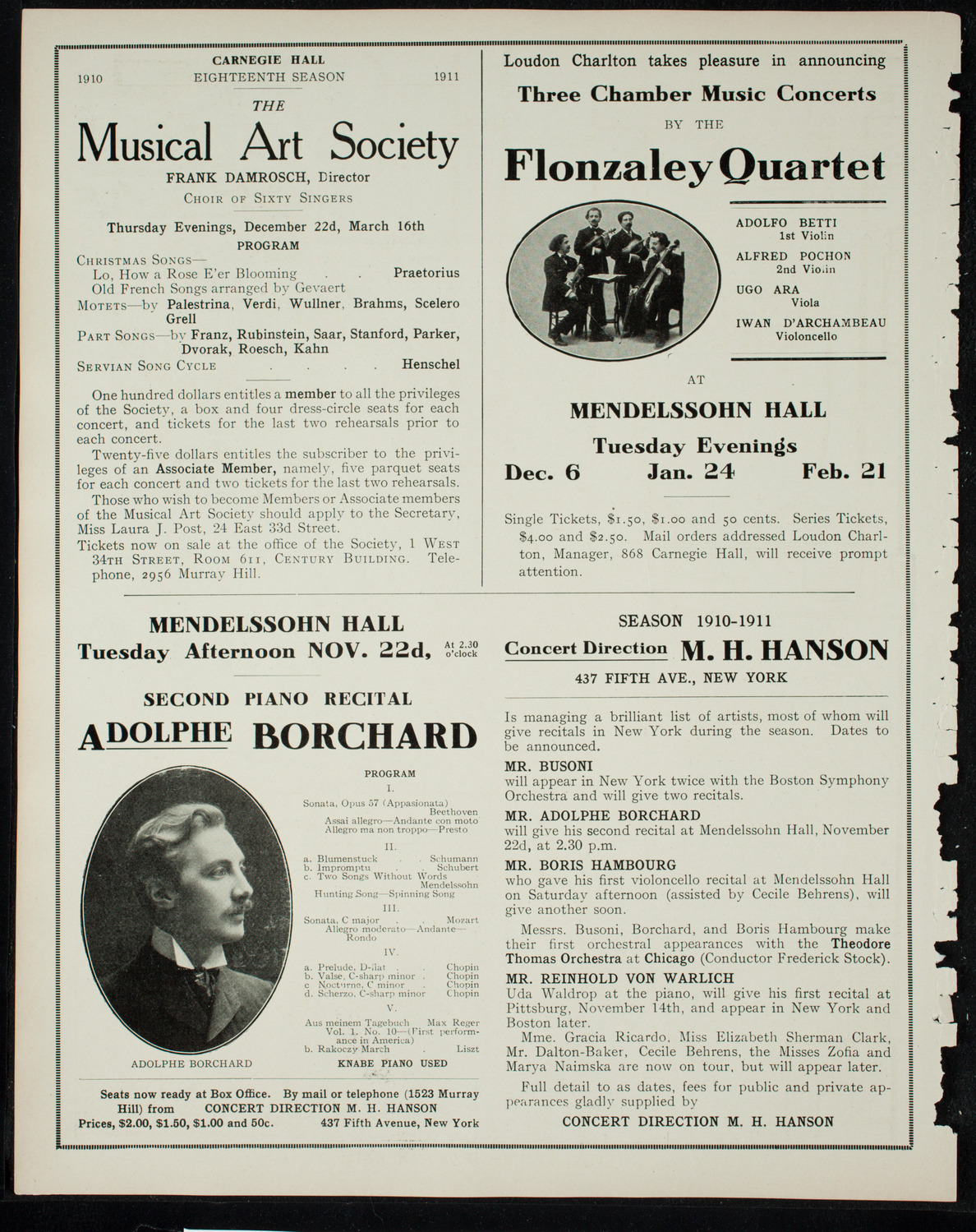 Elmendorf Lecture: London, November 14, 1910, program page 10