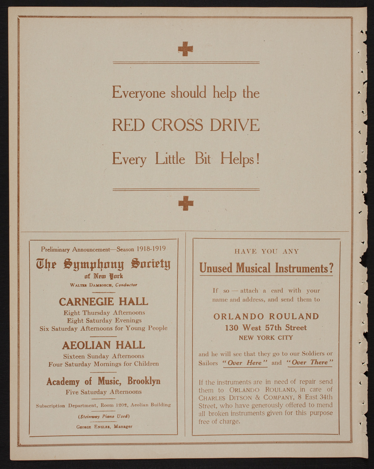 Metropolitan Opera House Orchestra, June 4, 1918, program page 8