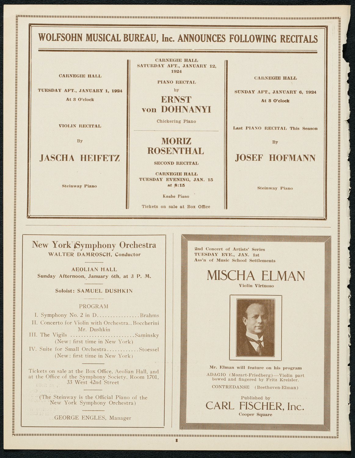 New York Philharmonic, December 28, 1923, program page 8