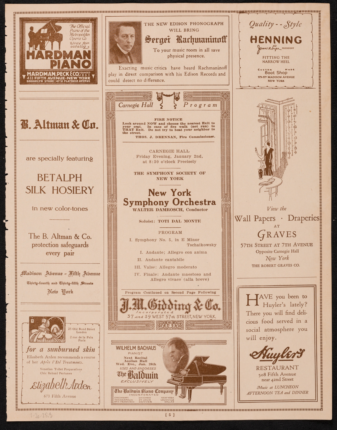 New York Symphony Orchestra, January 2, 1925, program page 5