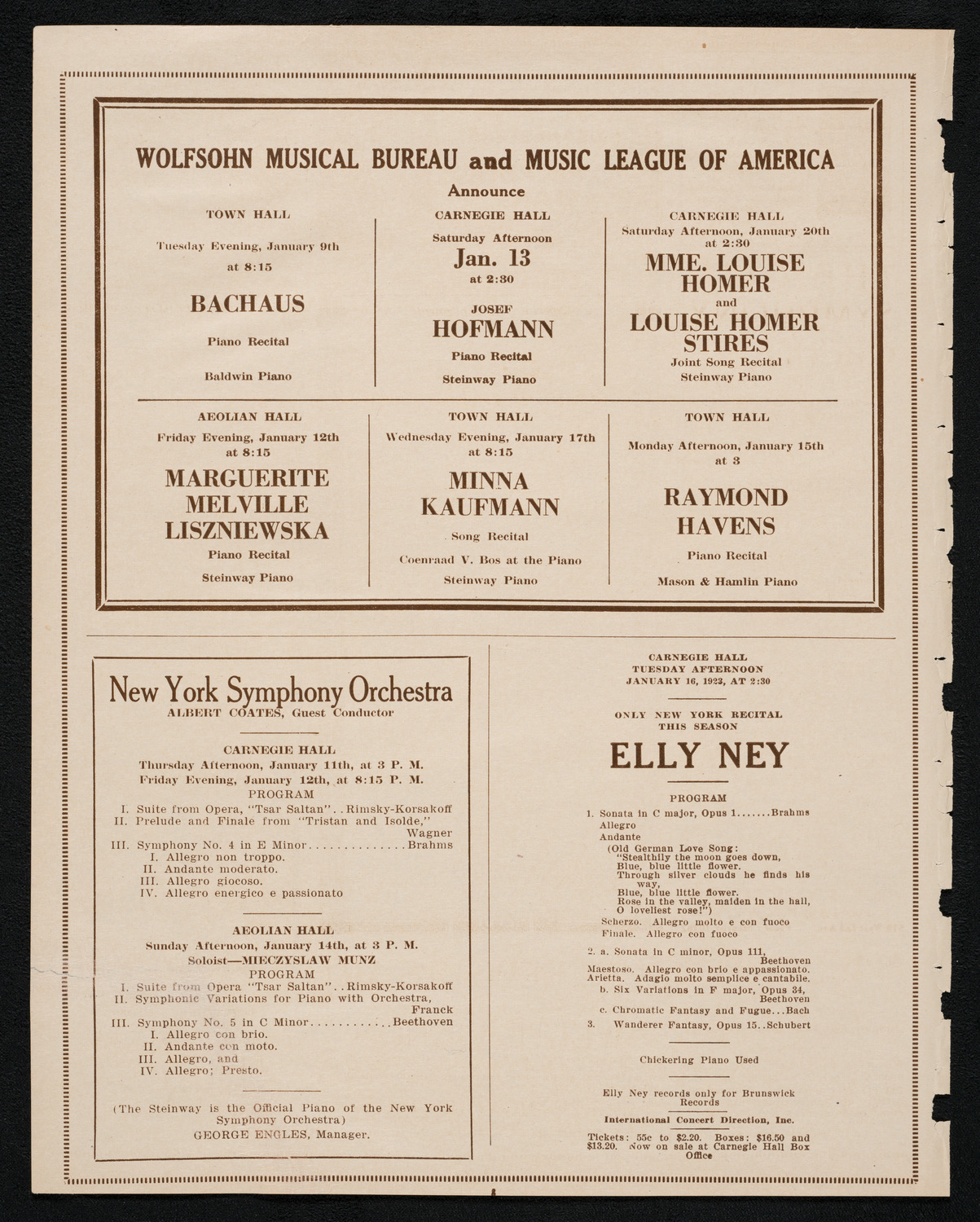 Frieda Hempel, Soprano, January 9, 1923, program page 8