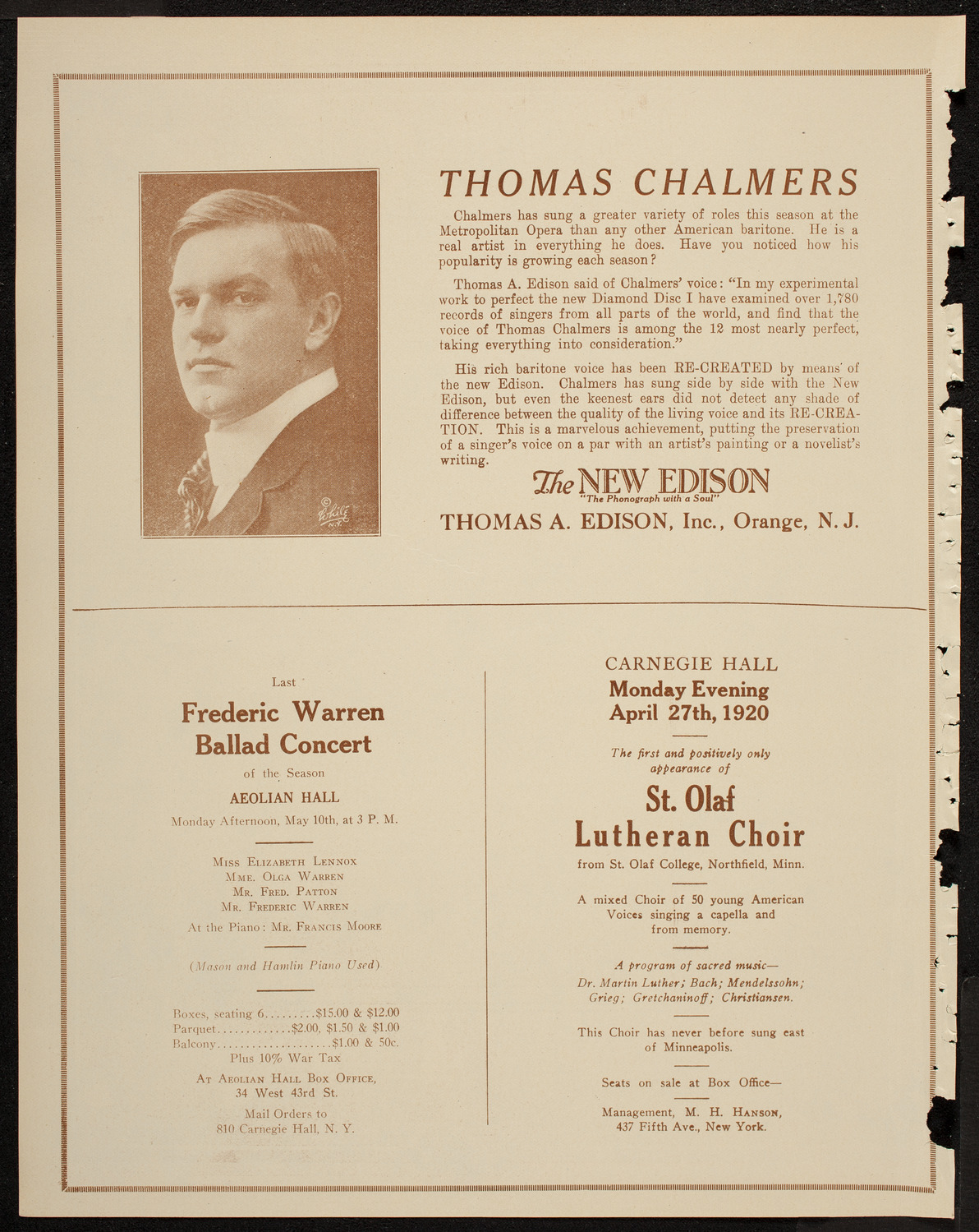 Dirk Foch Symphony Concert, April 21, 1920, program page 2