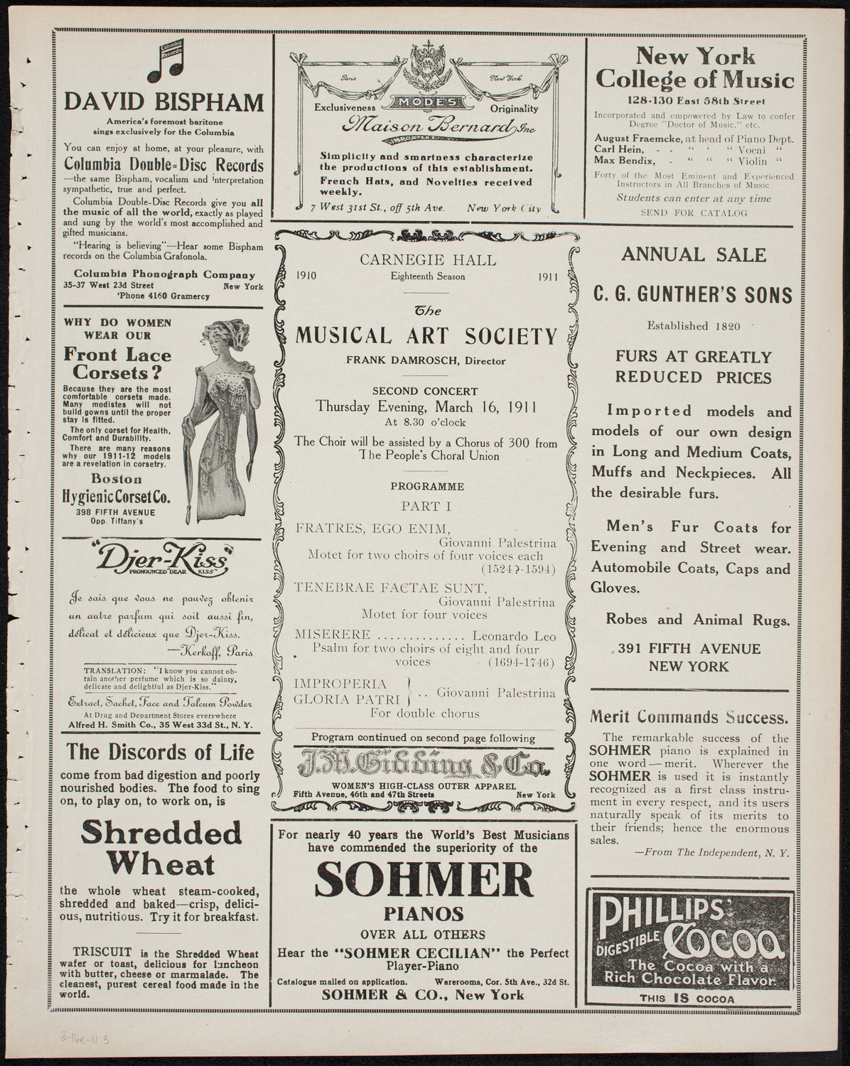 Musical Art Society of New York, March 16, 1911, program page 5