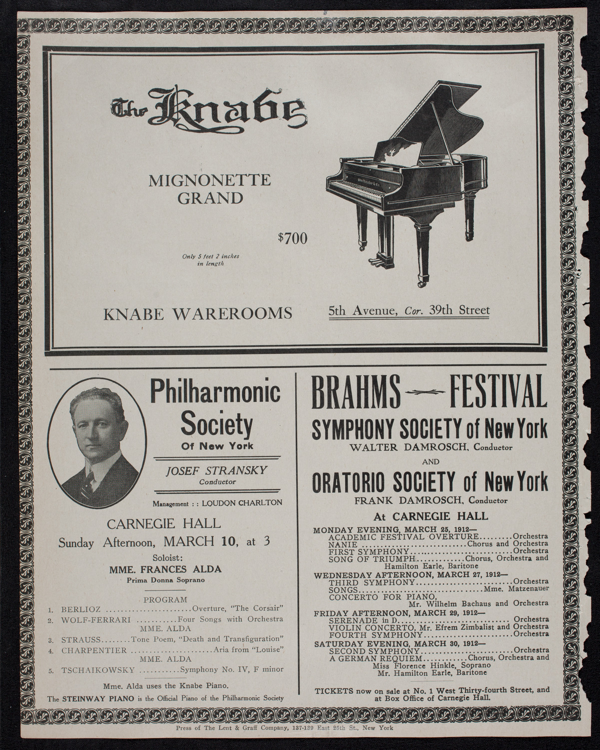 New York Philharmonic, March 8, 1912, program page 12