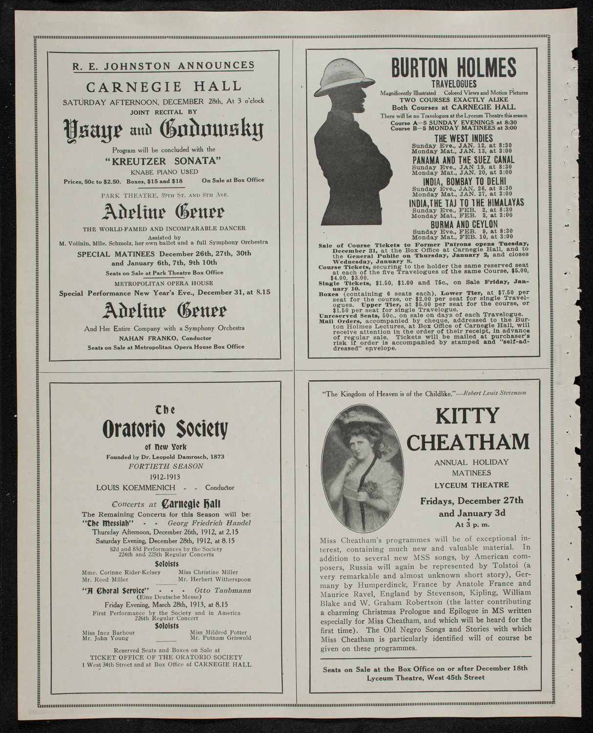 New York Philharmonic, December 20, 1912, program page 10