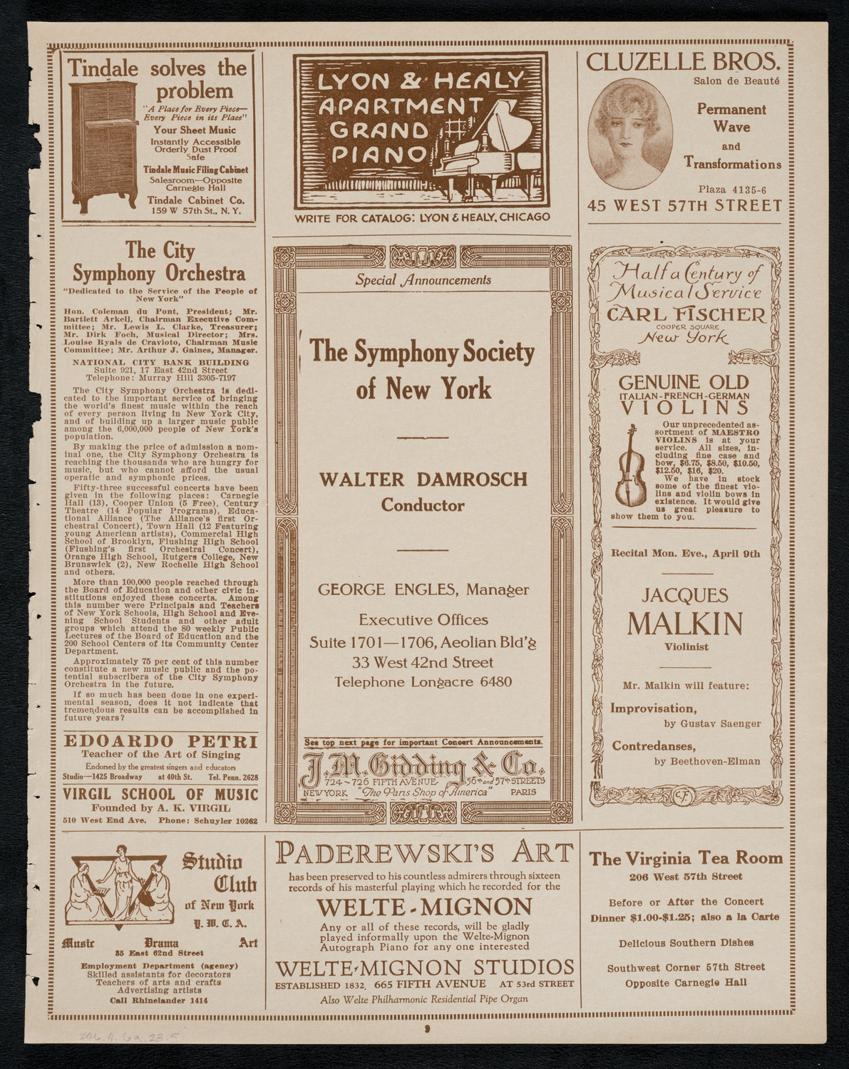 New York Philharmonic, April 6, 1923, program page 9