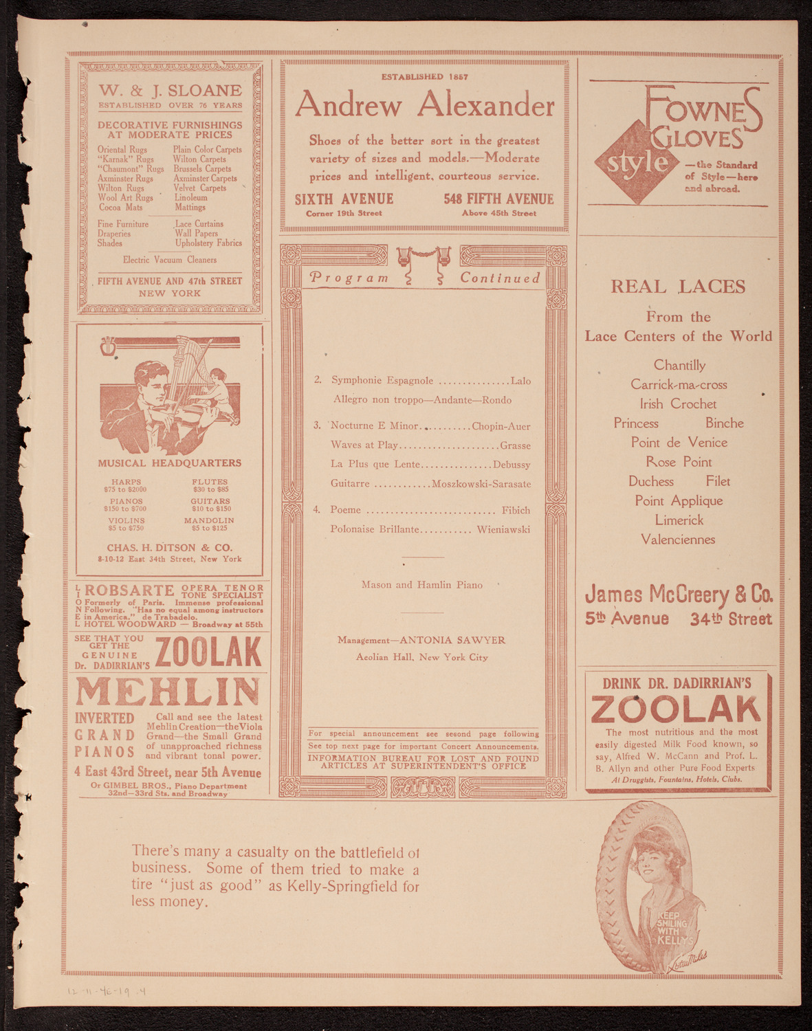 Ruth Ray, Violin, November 4, 1919, program page 7