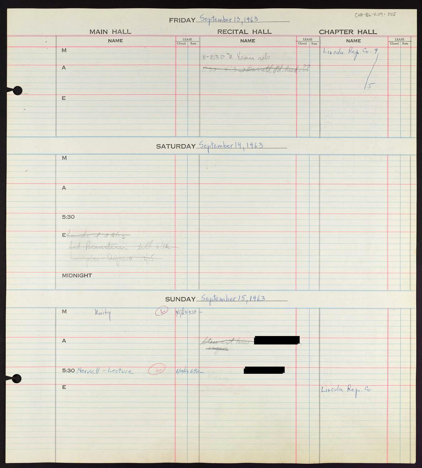 Carnegie Hall Booking Ledger, volume 9, page 5