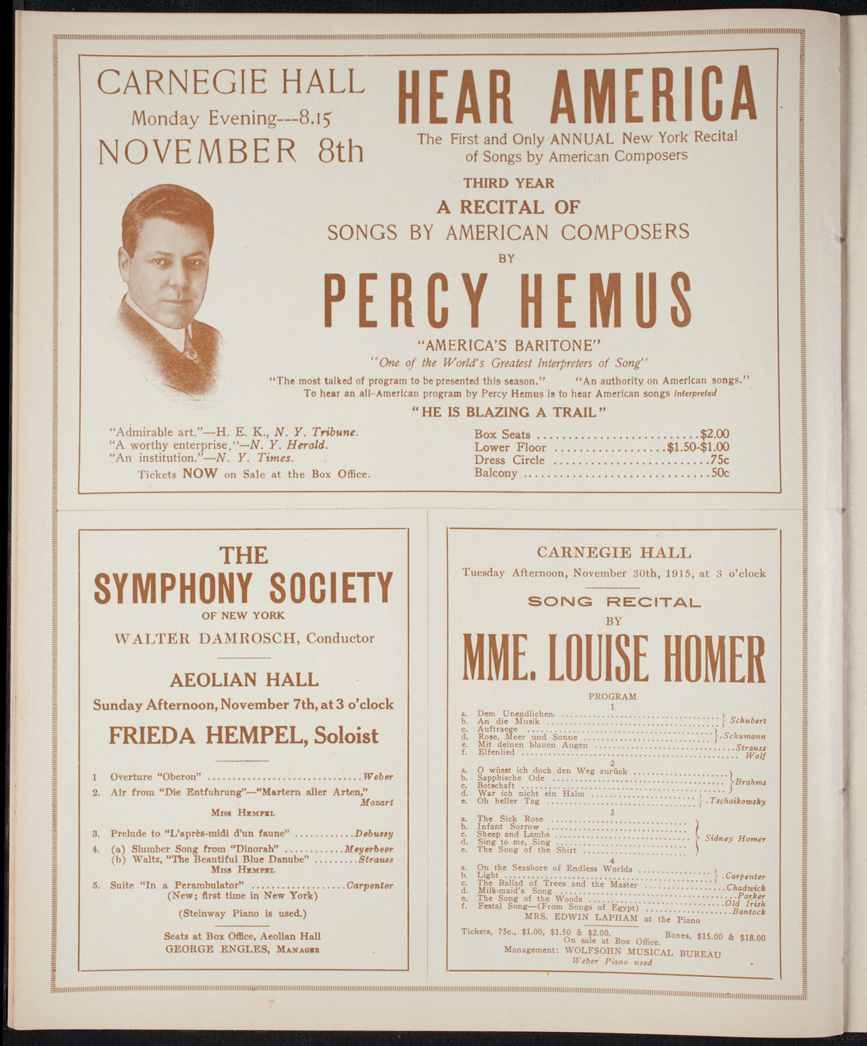Boston Symphony Orchestra, November 6, 1915, program page 8