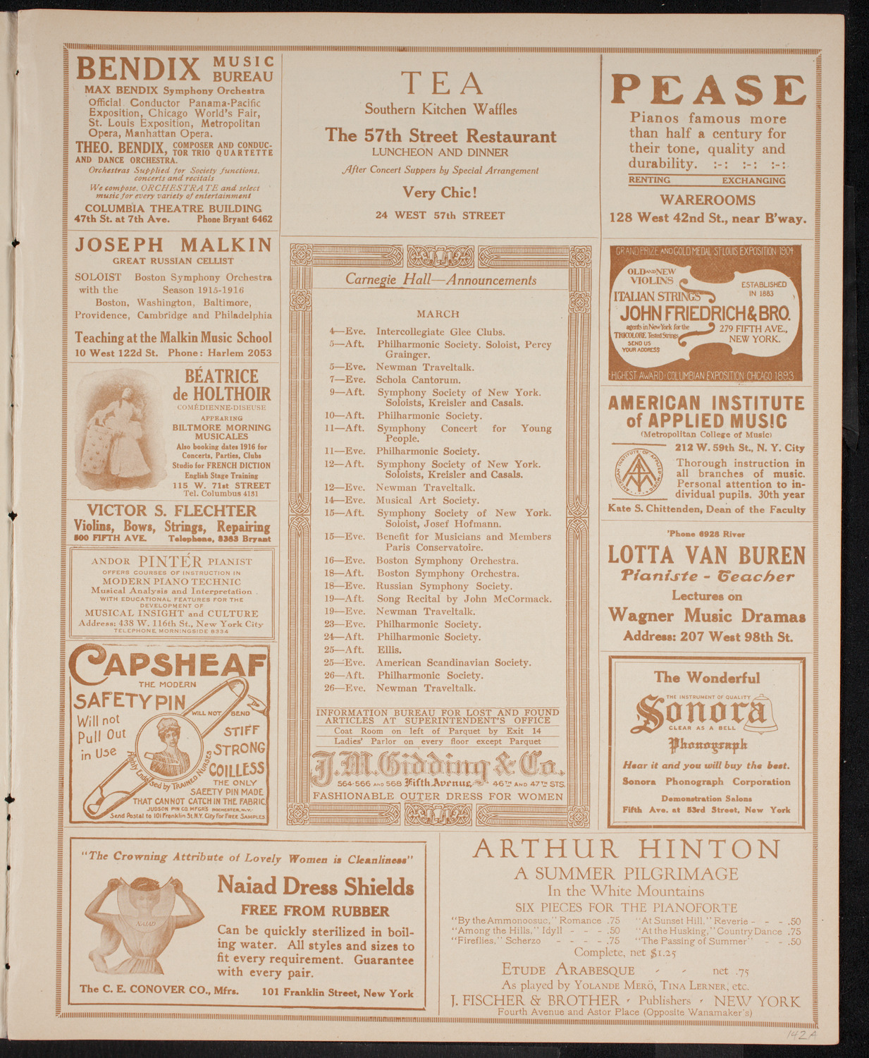 New York Symphony Orchestra, March 4, 1916, program page 3