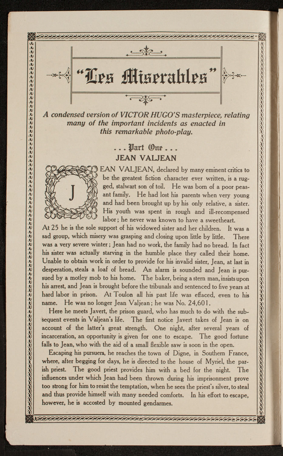 Film: Les Miserables, January 26, 1914, program page 2