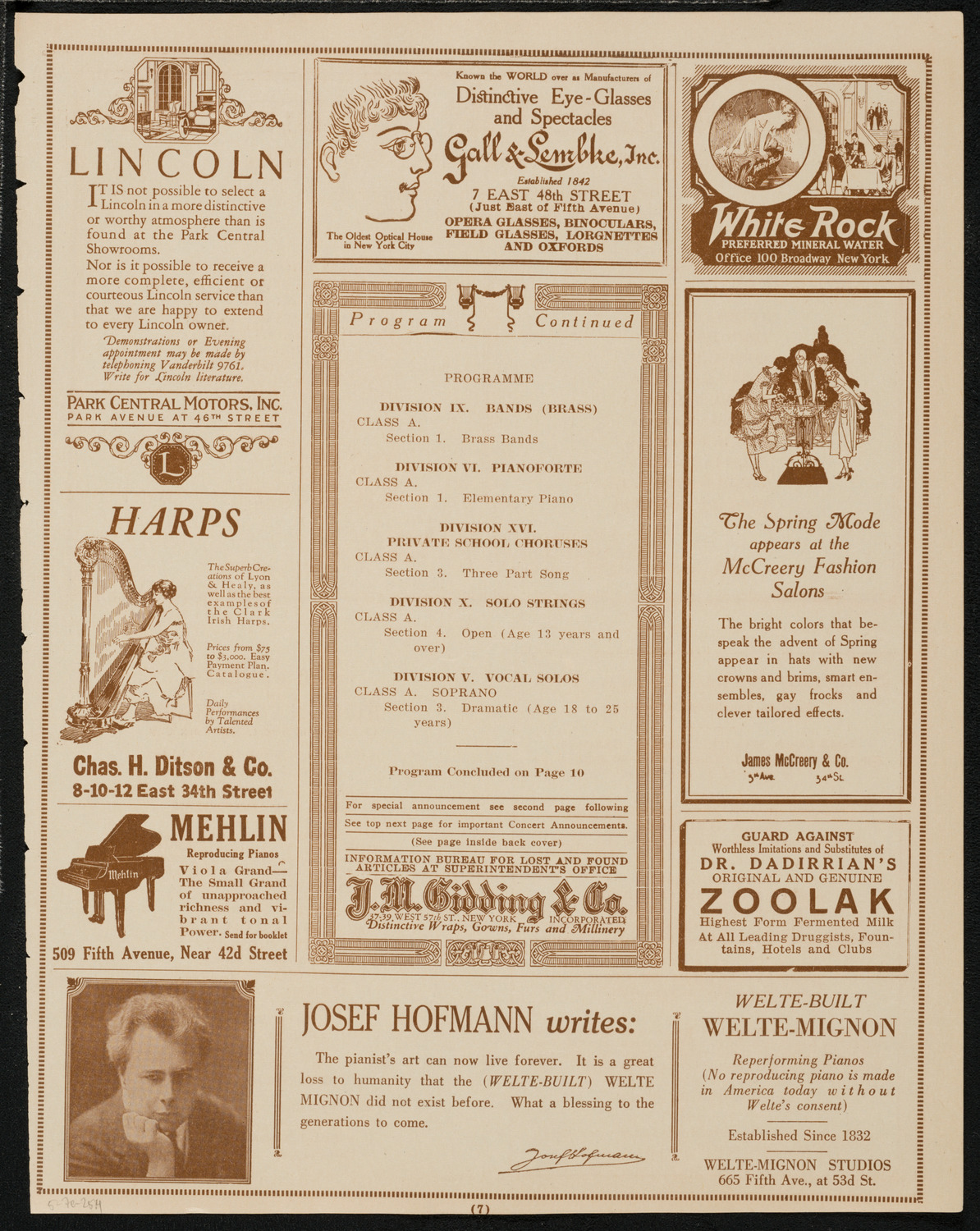 New York Music Week Association Concert, May 7, 1925, program page 7