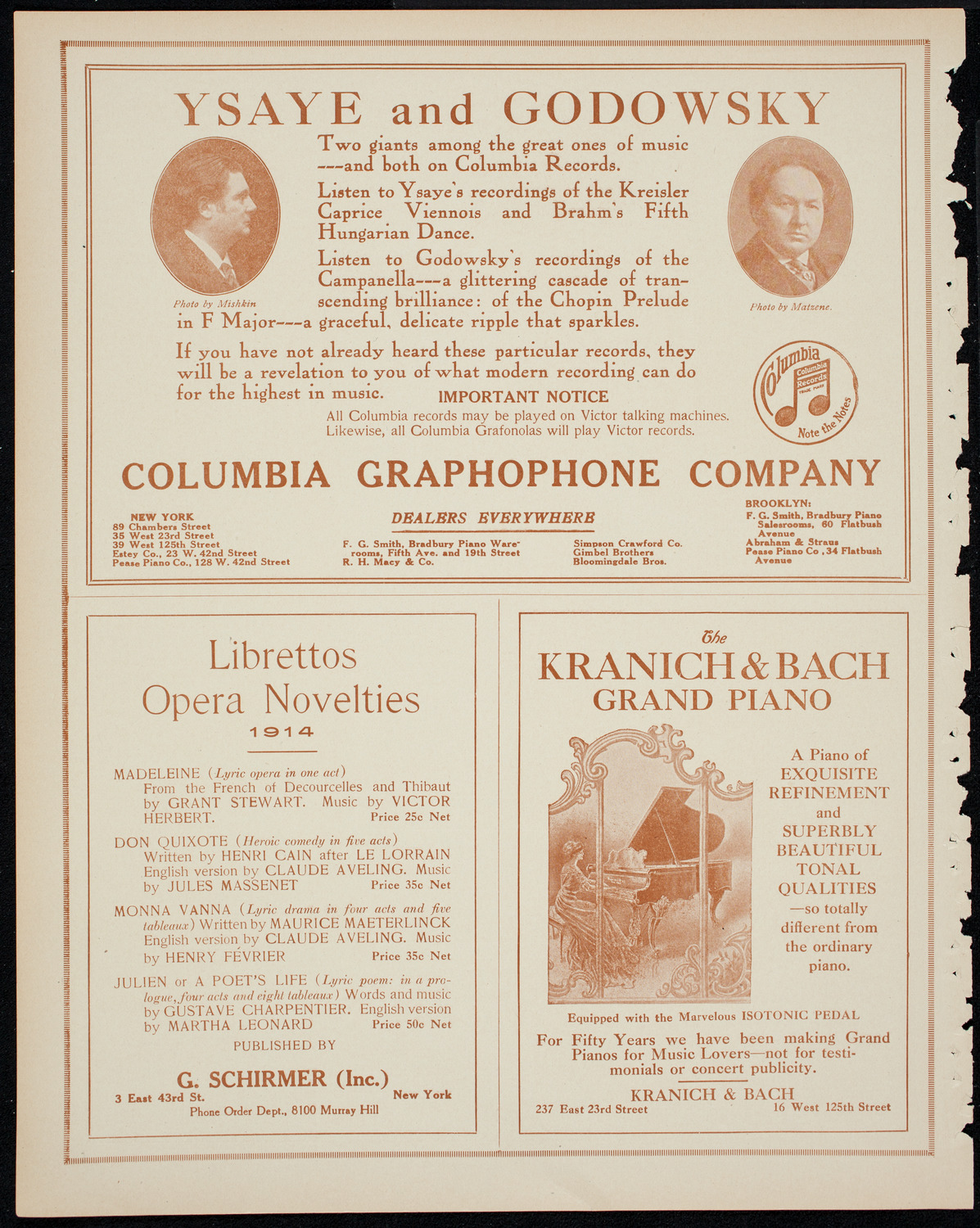 New York Philharmonic, February 26, 1914, program page 6