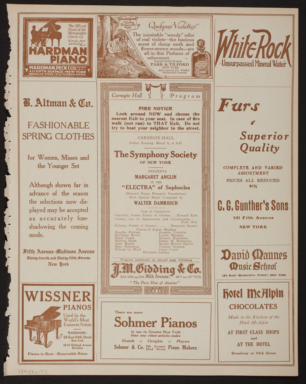 New York Symphony Orchestra, March 8, 1918, program page 5