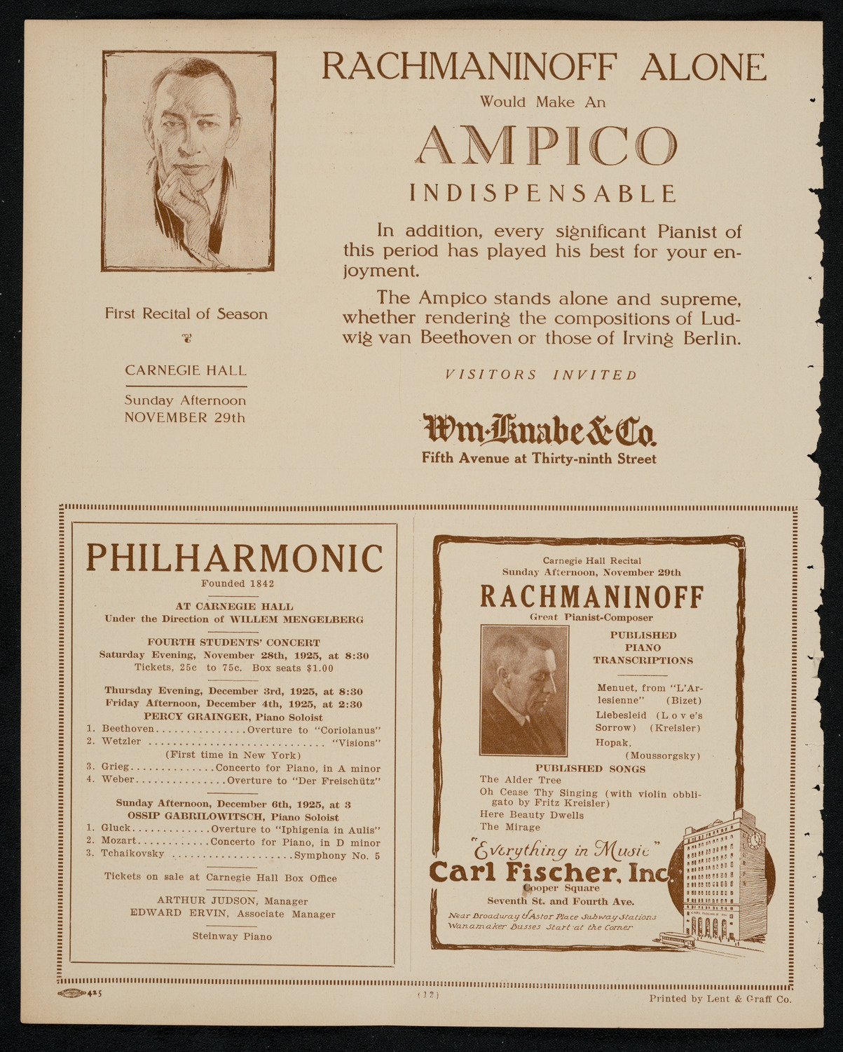 Roland Hayes, Tenor, November 27, 1925, program page 12