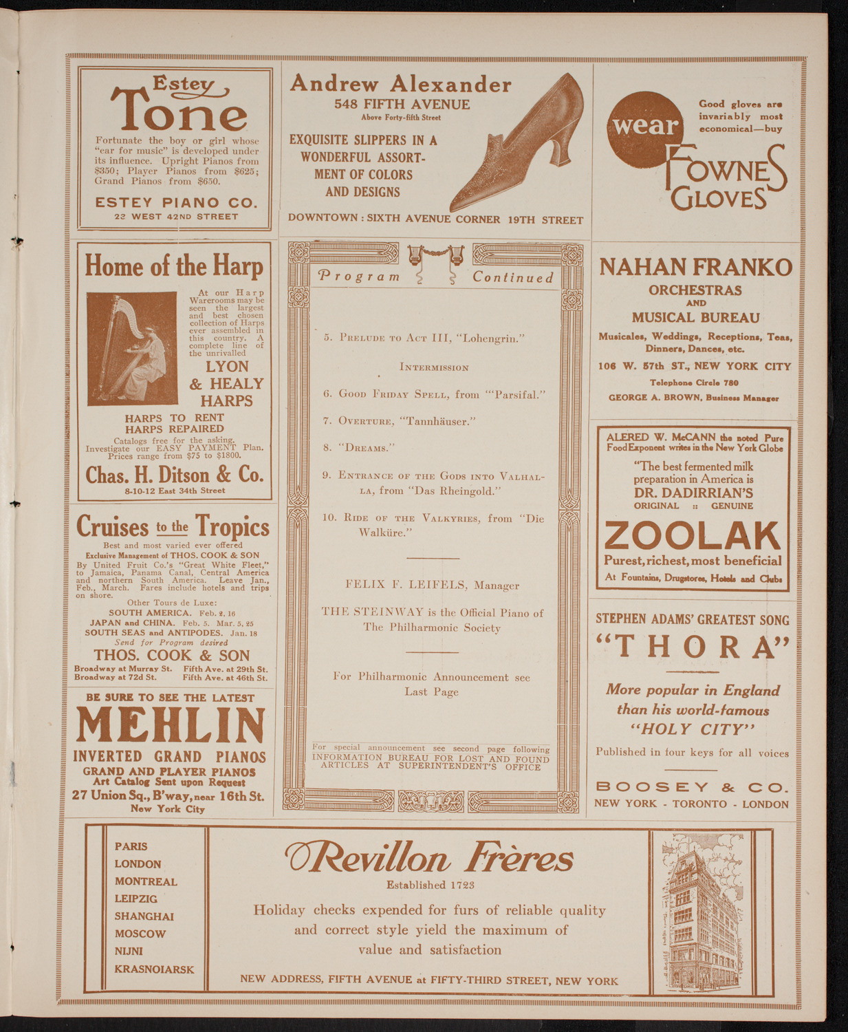 New York Philharmonic, January 2, 1916, program page 7