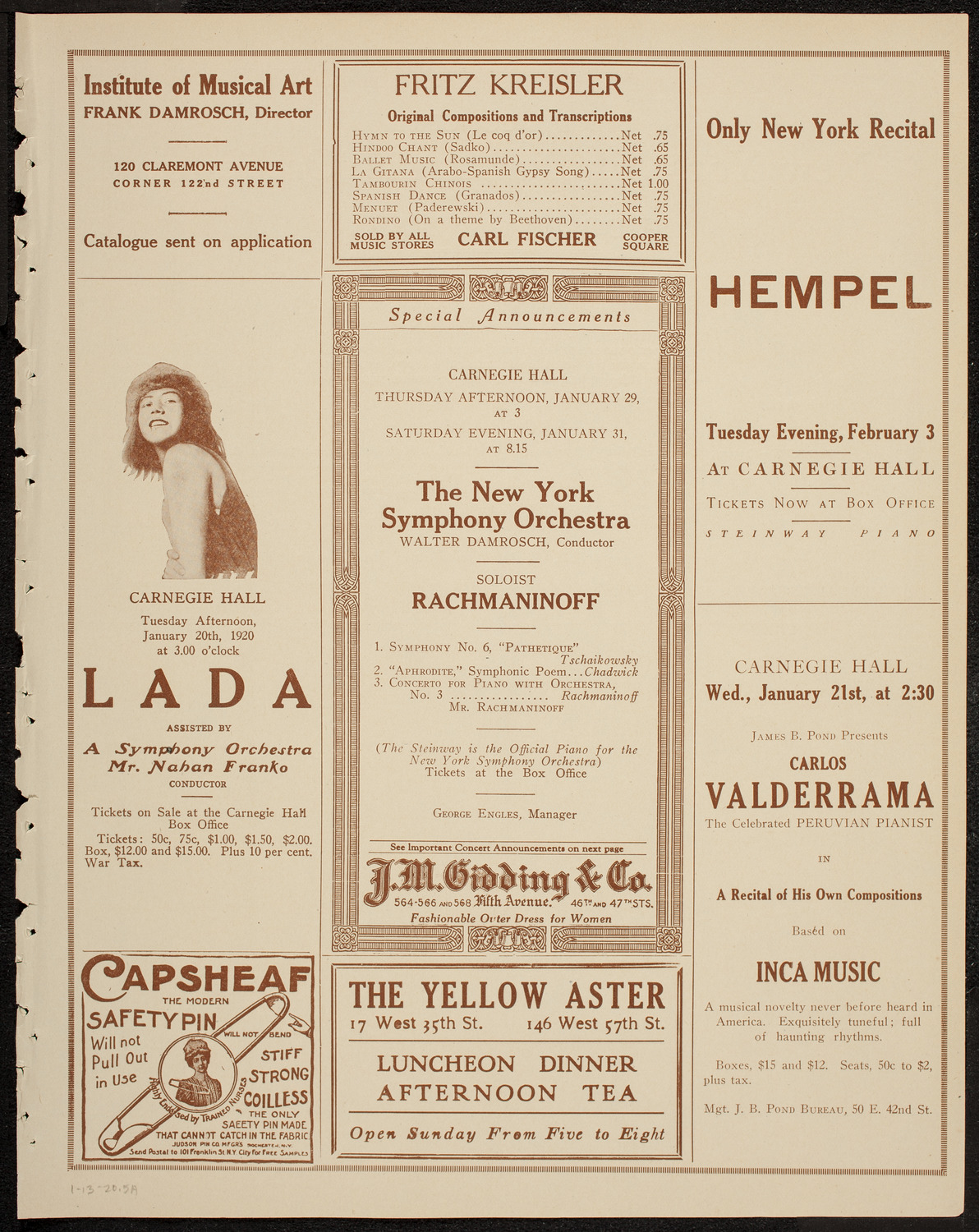 Gala Benefit Concert for New York Probation and Protective Association and Girls' Protective League, January 13, 1920, program page 9