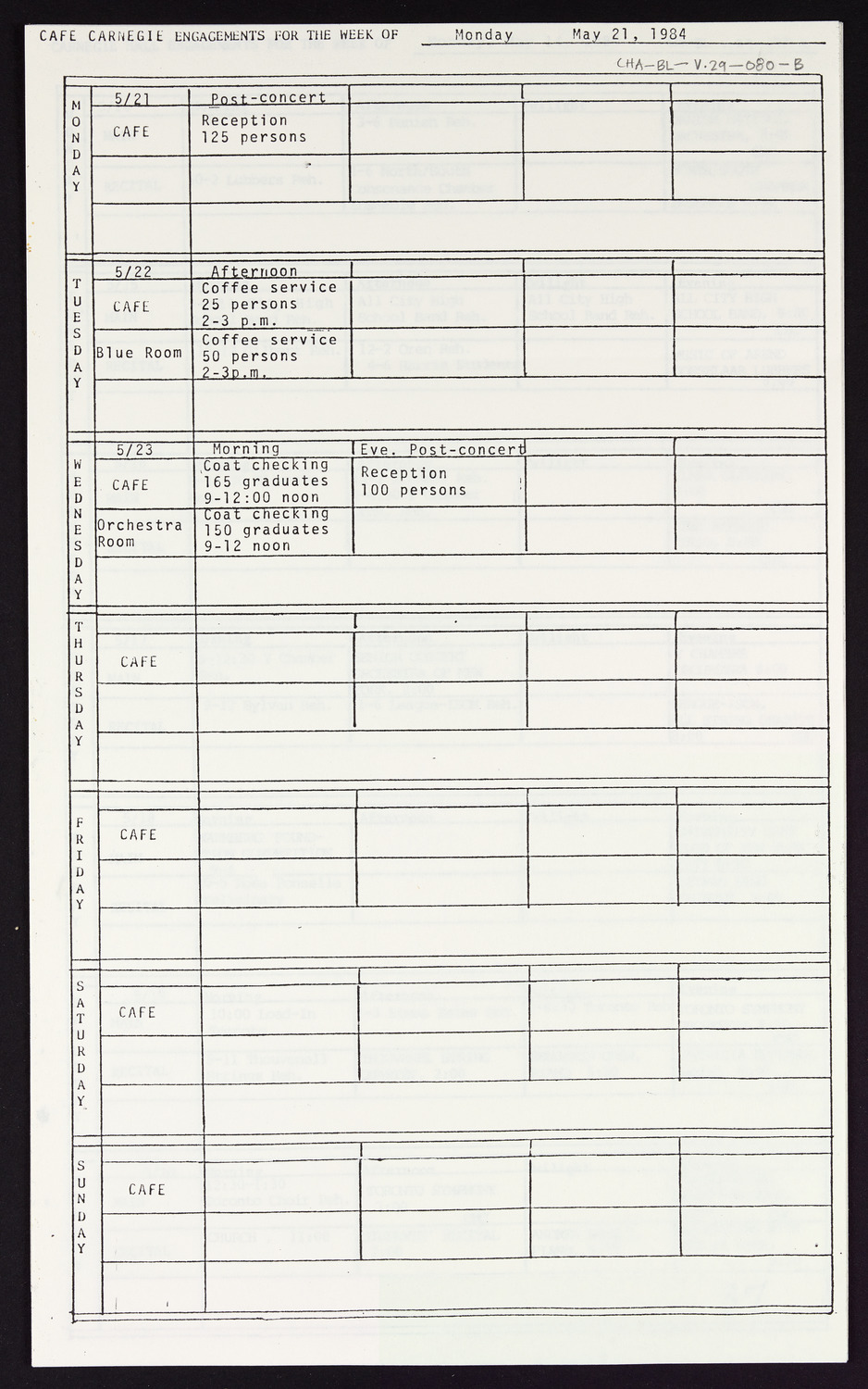 Carnegie Hall Booking Ledger, volume 29, page 80b