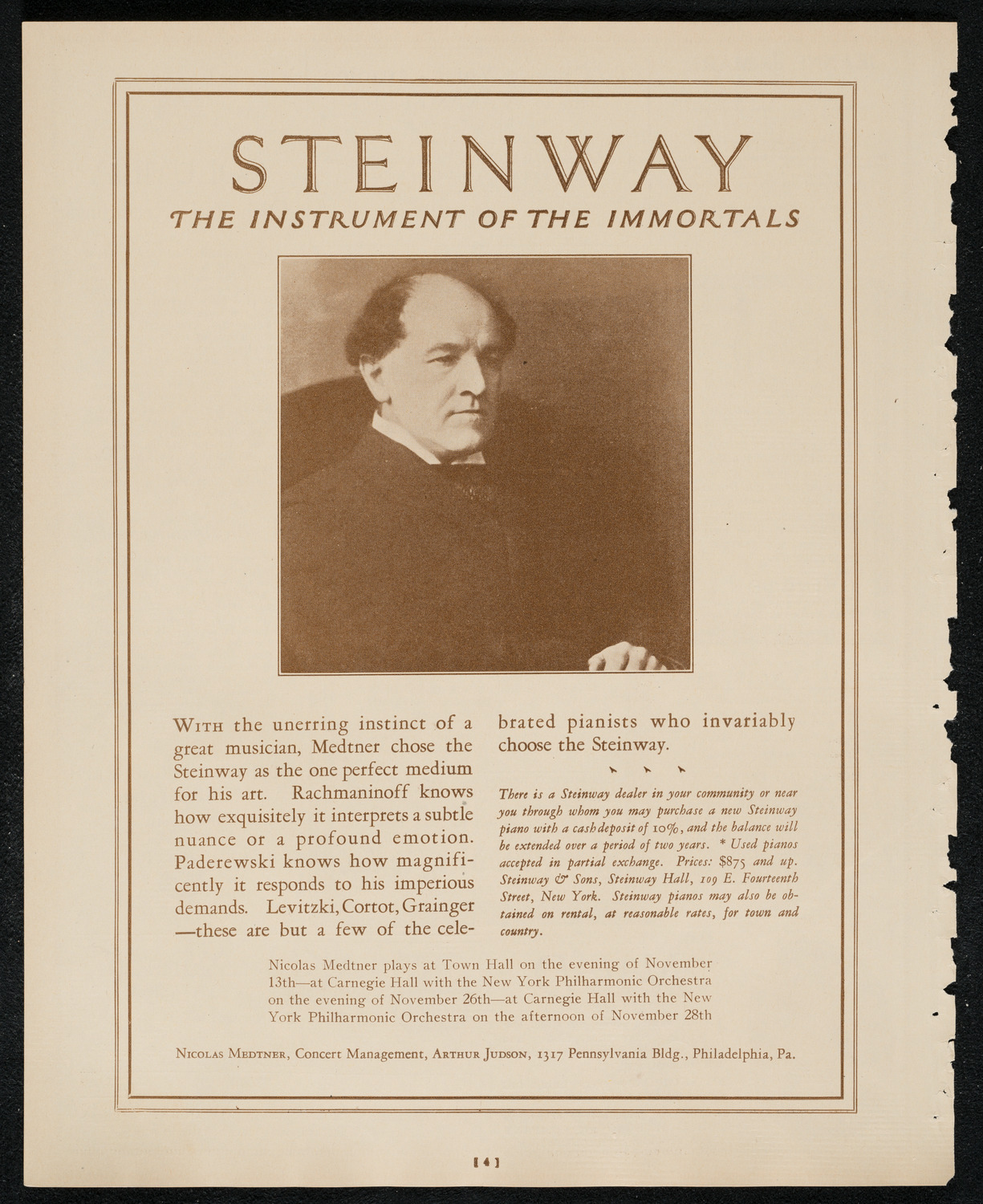 New York Philharmonic, November 13, 1924, program page 4