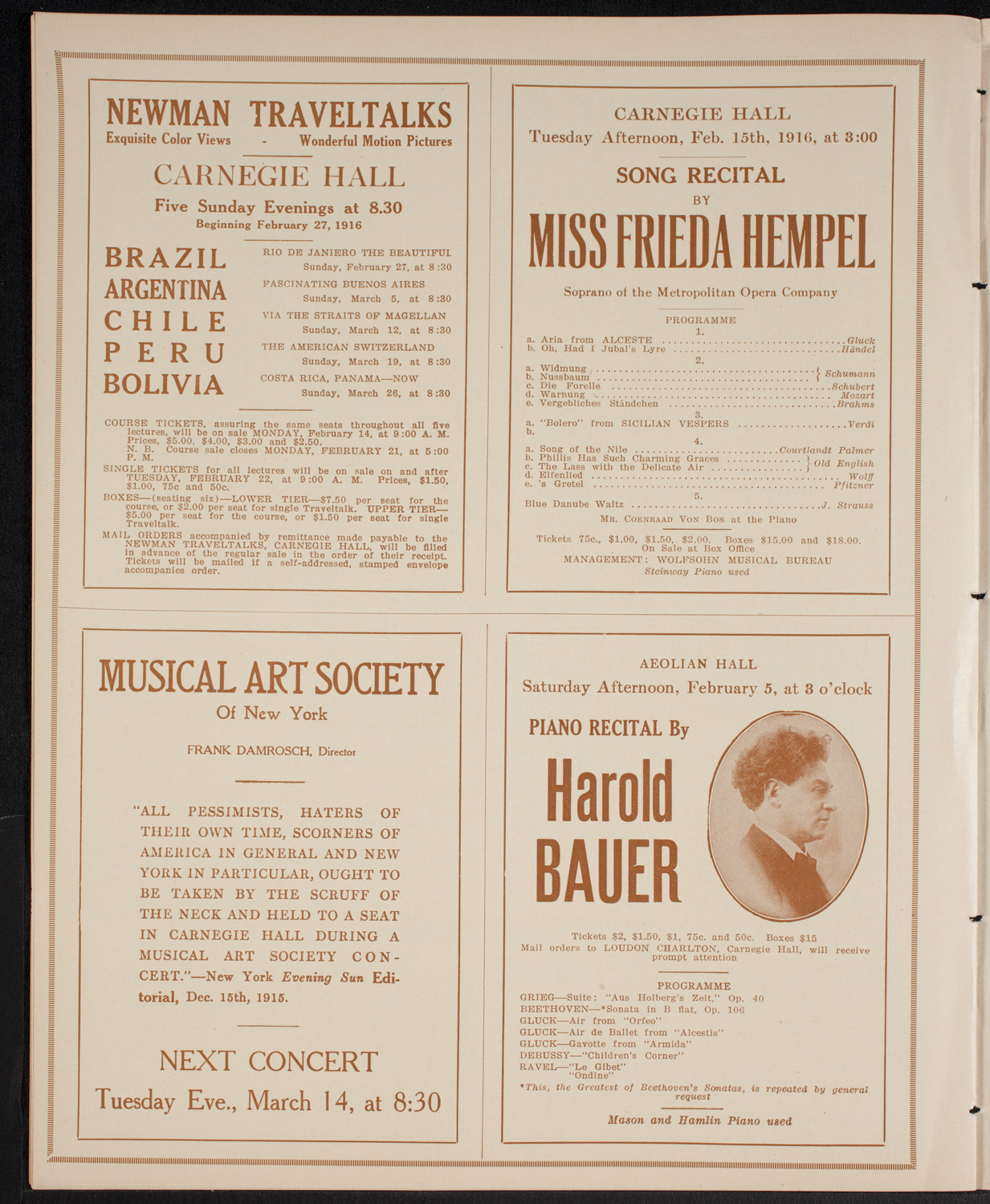 New York Philharmonic, February 4, 1916, program page 10