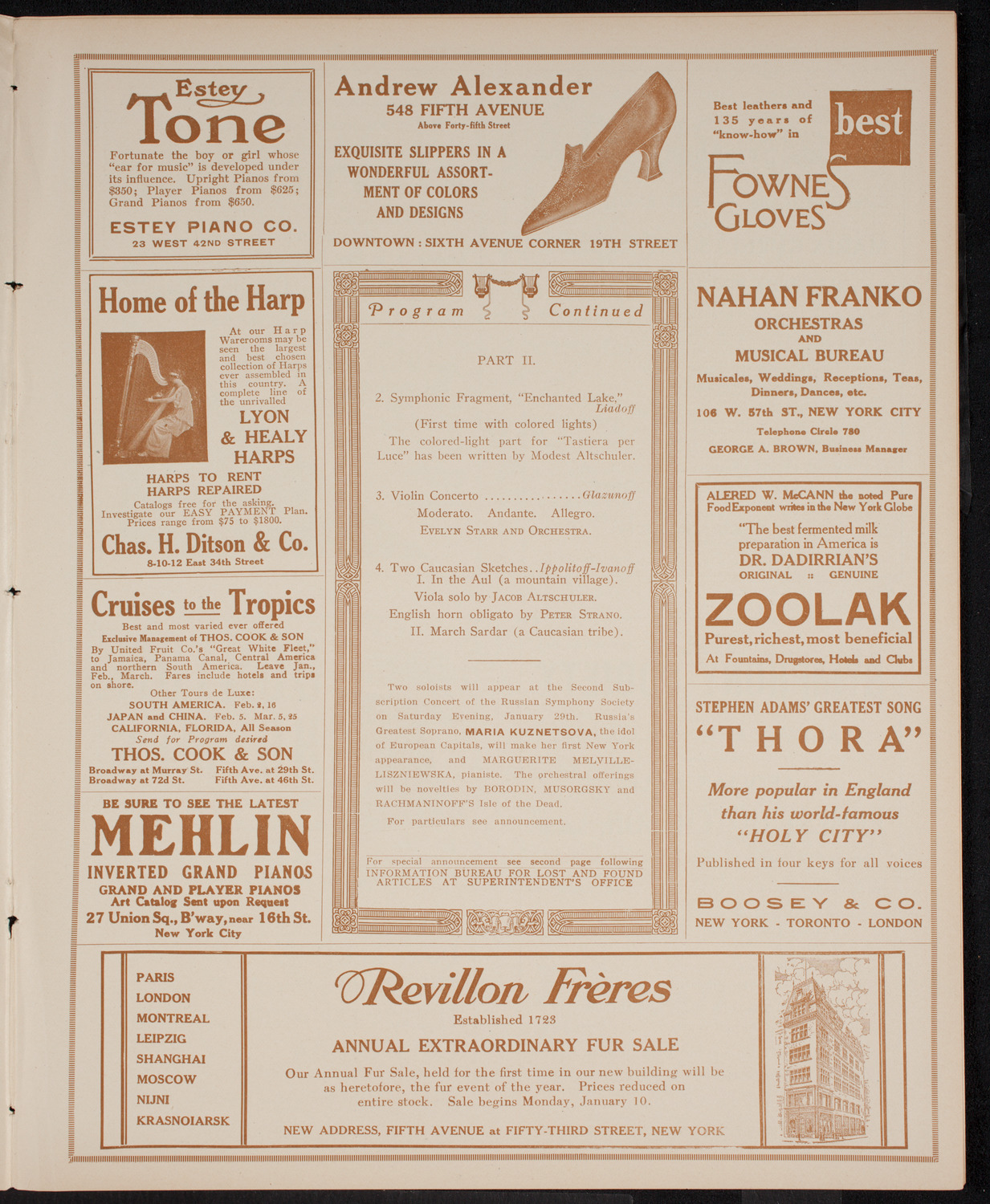 Russian Symphony Society of New York, January 15, 1916, program page 7