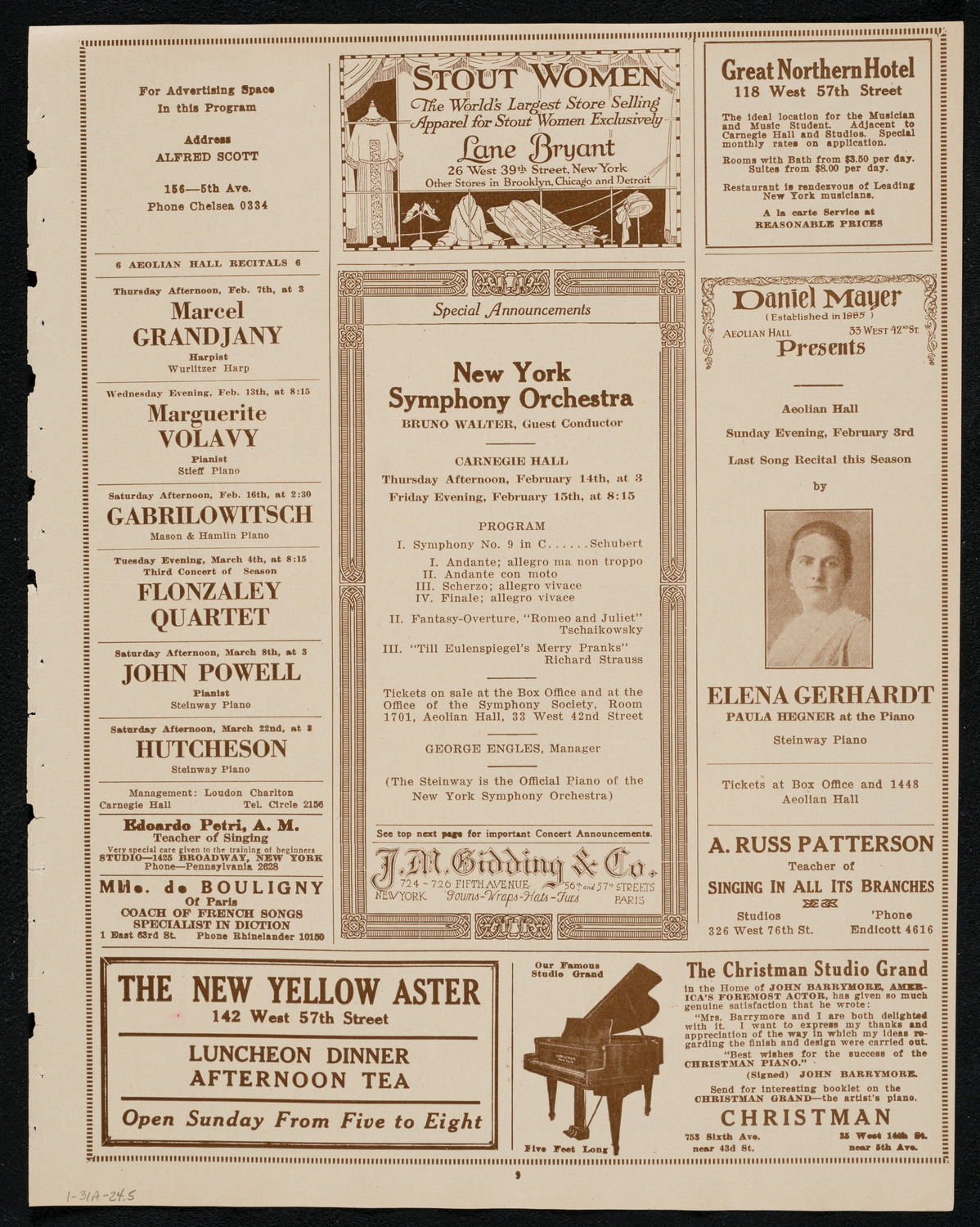 New York Symphony Orchestra: Beethoven Cycle, January 31, 1924, program page 9