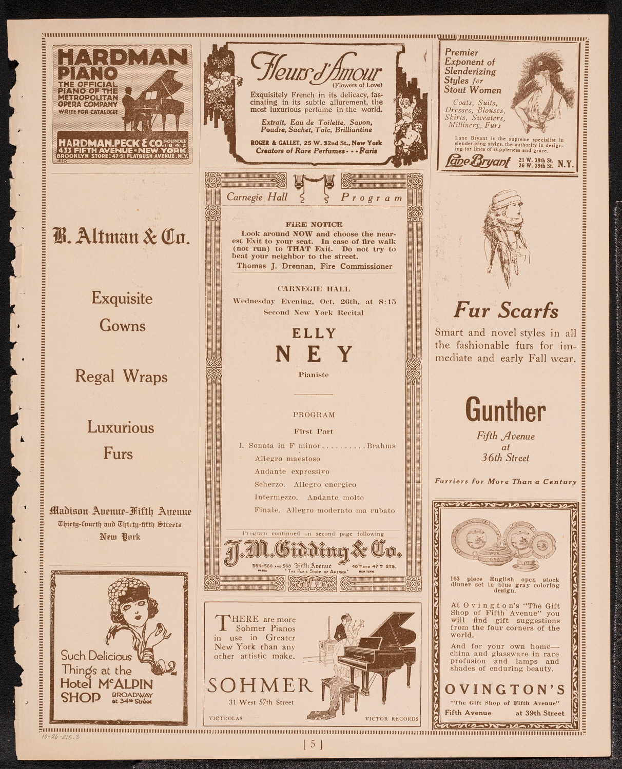 Elly Ney, Piano, October 26, 1921, program page 5