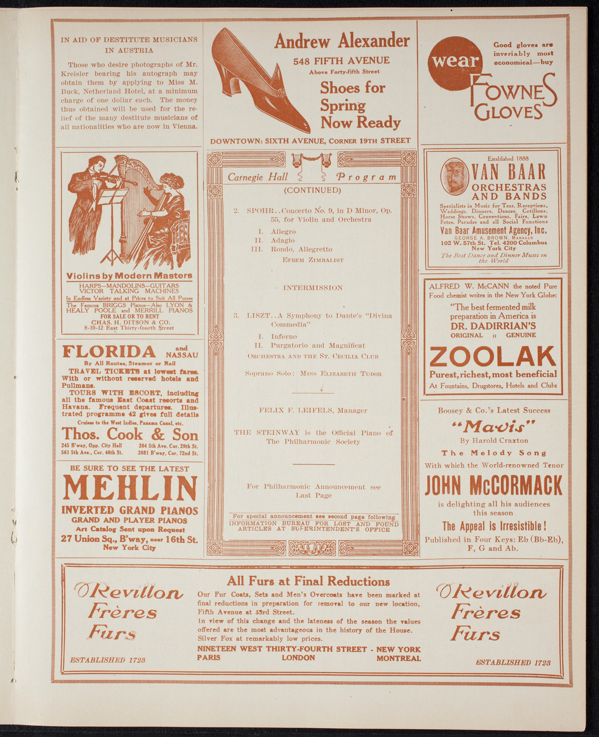 New York Philharmonic, March 25, 1915, program page 7